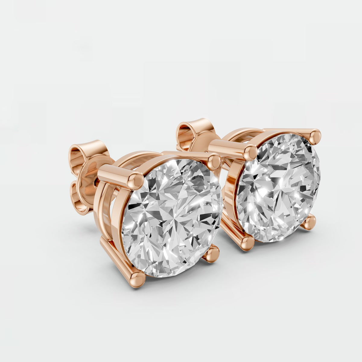 Aria Round Diamond Four Prong Stud Earrings