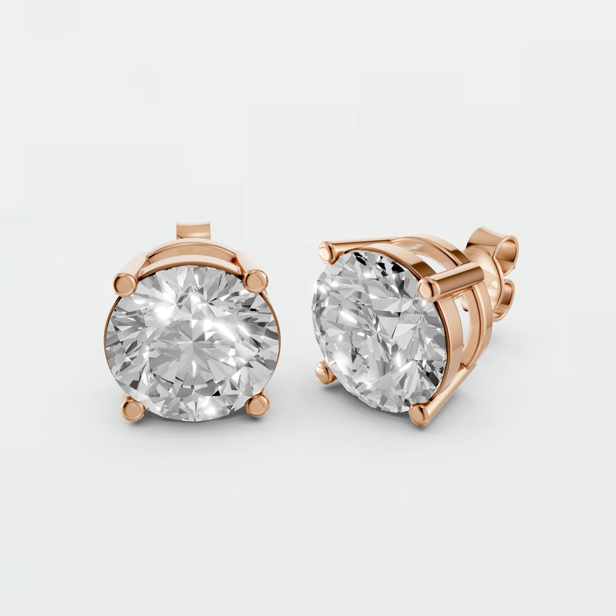 Aria Round Diamond Four Prong Stud Earrings