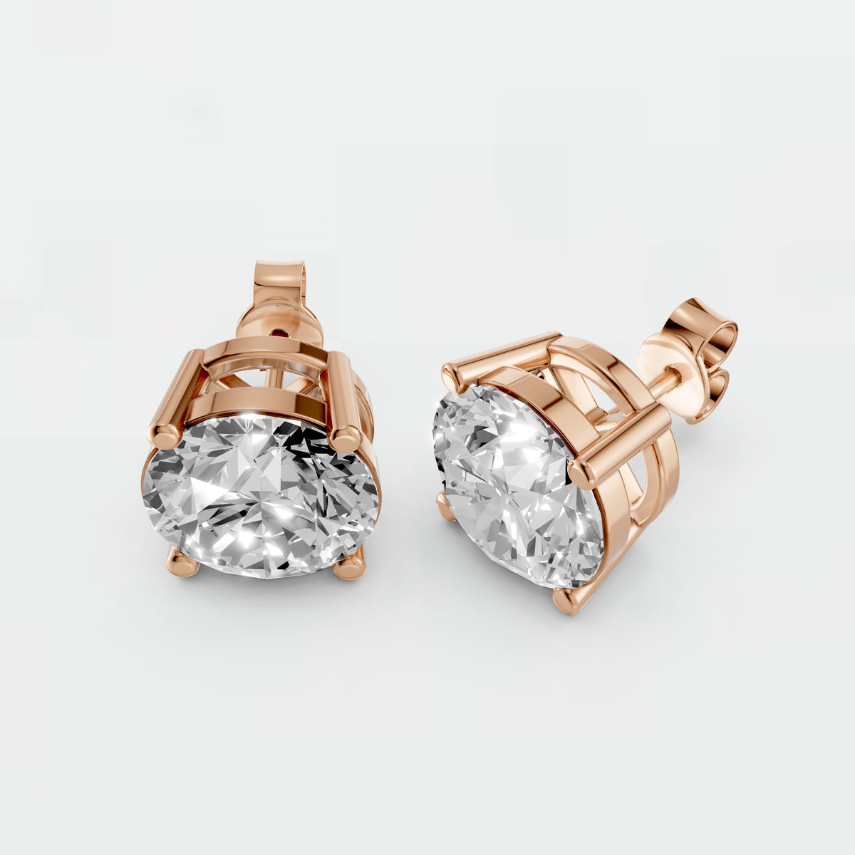 Aria Round Diamond Four Prong Stud Earrings