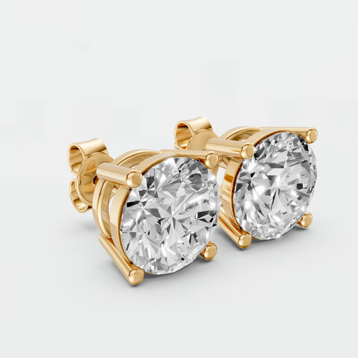 Aria Round Diamond Four Prong Stud Earrings