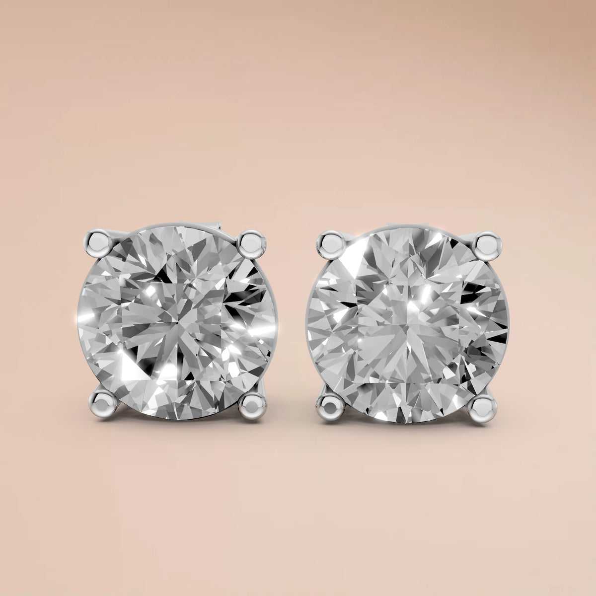 Aria Round Diamond Four Prong Stud Earrings