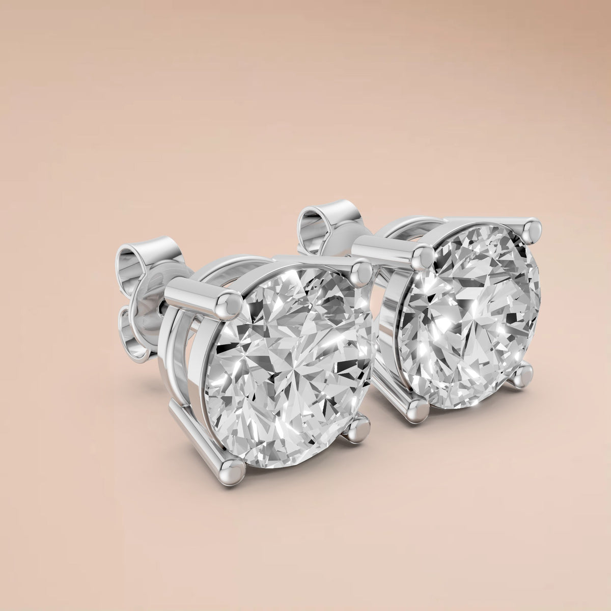 Aria Round Diamond Four Prong Stud Earrings