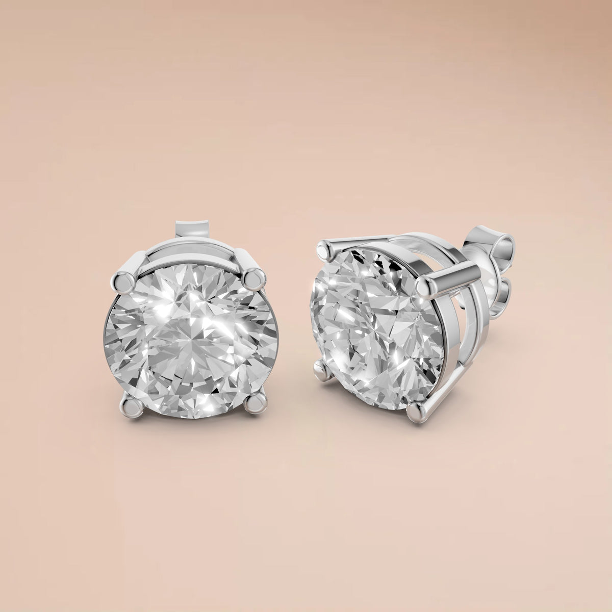 Aria Round Diamond Four Prong Stud Earrings