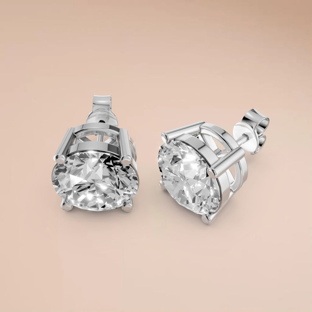 Aria Round Diamond Four Prong Stud Earrings