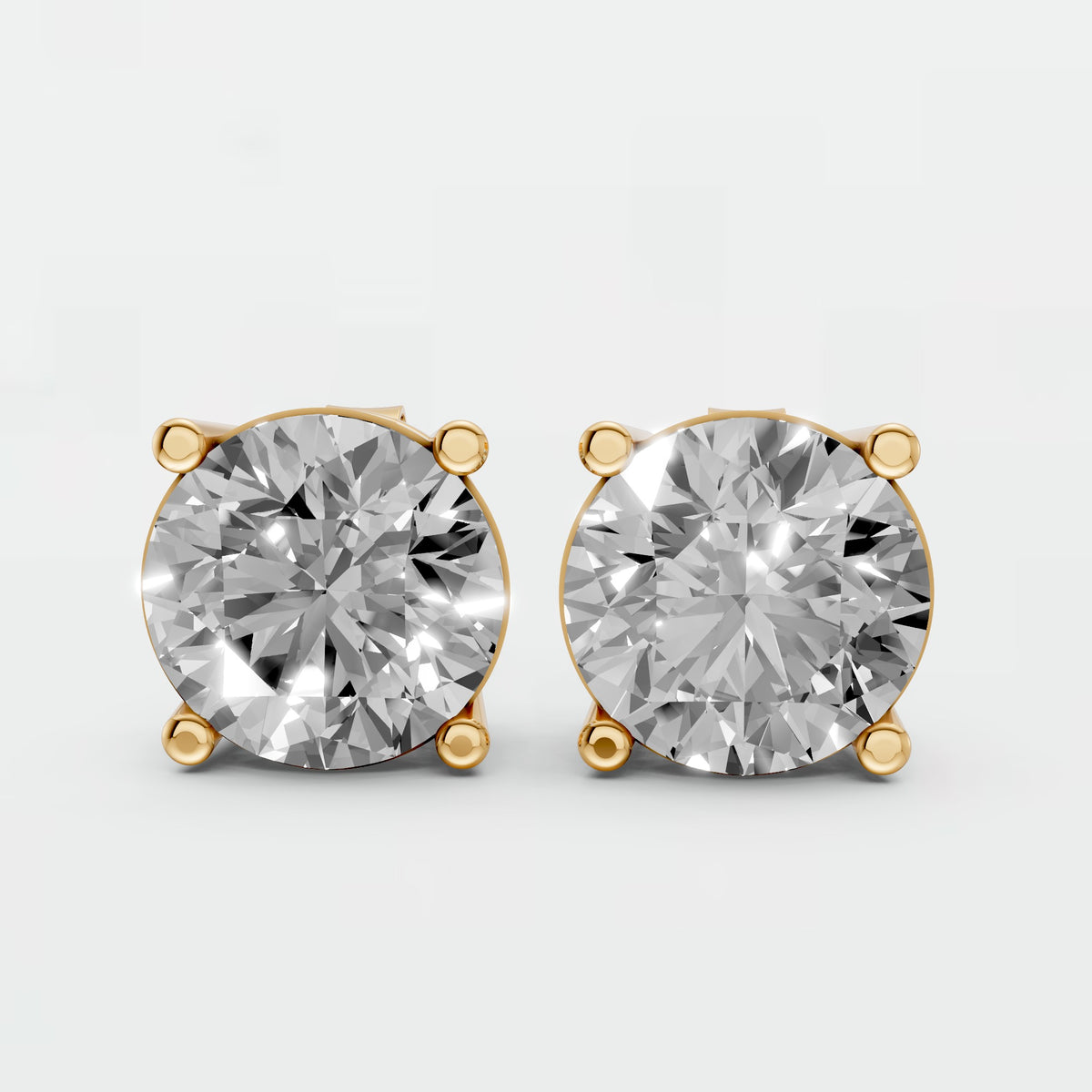 Aria Round Diamond Four Prong Stud Earrings