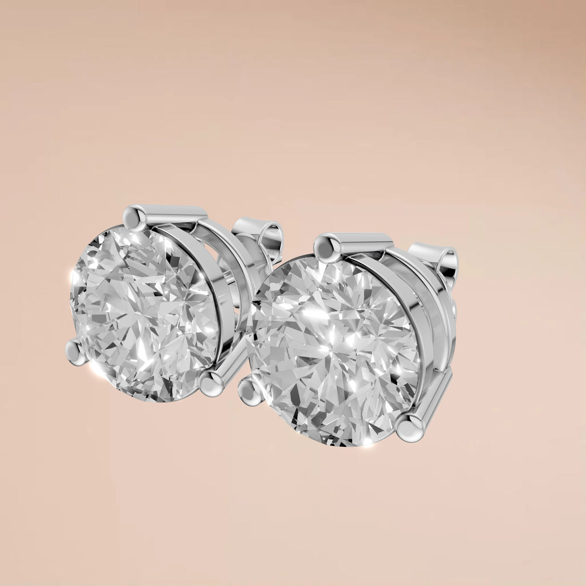 Aria Round Diamond Three Prong Stud Earrings
