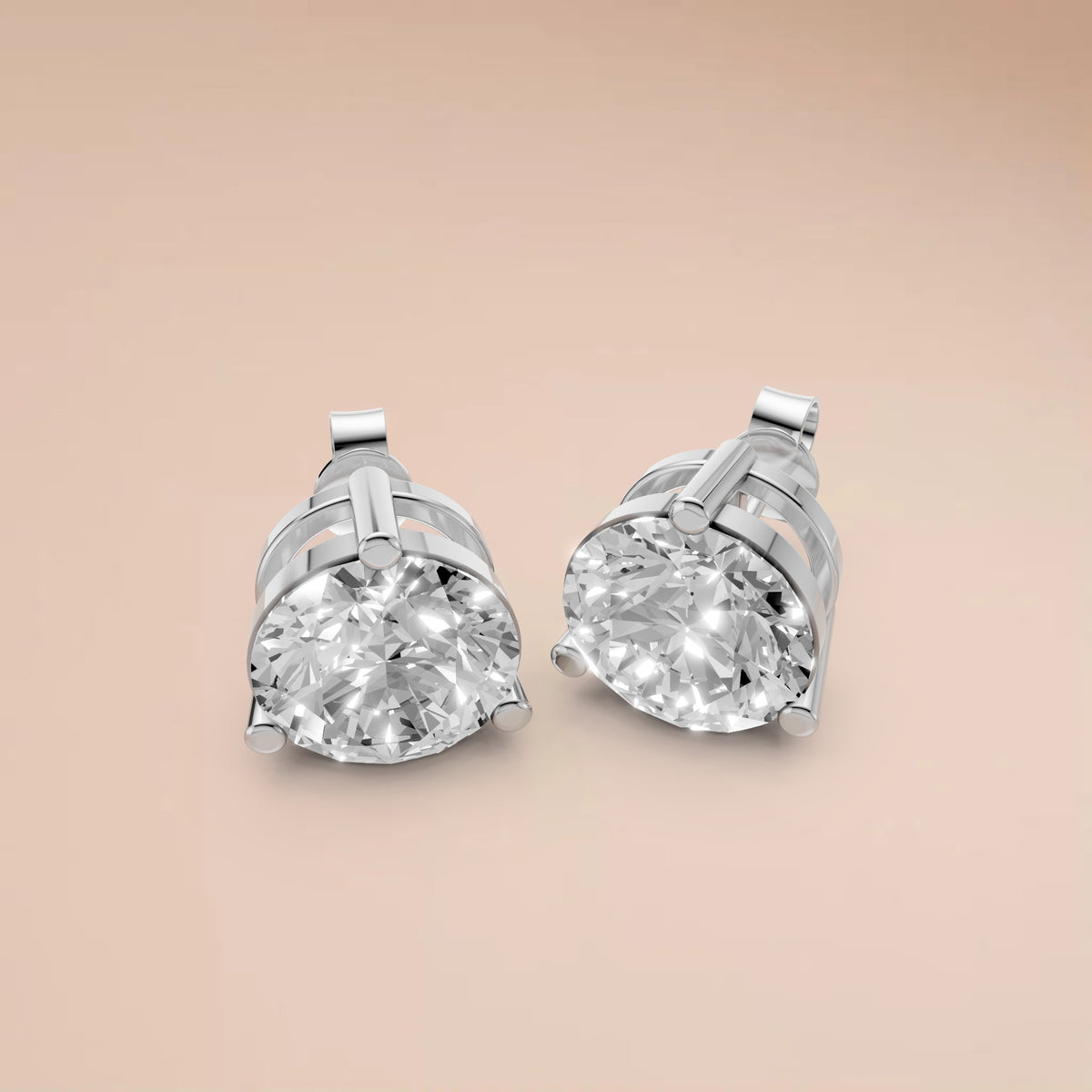 Aria Round Diamond Three Prong Stud Earrings