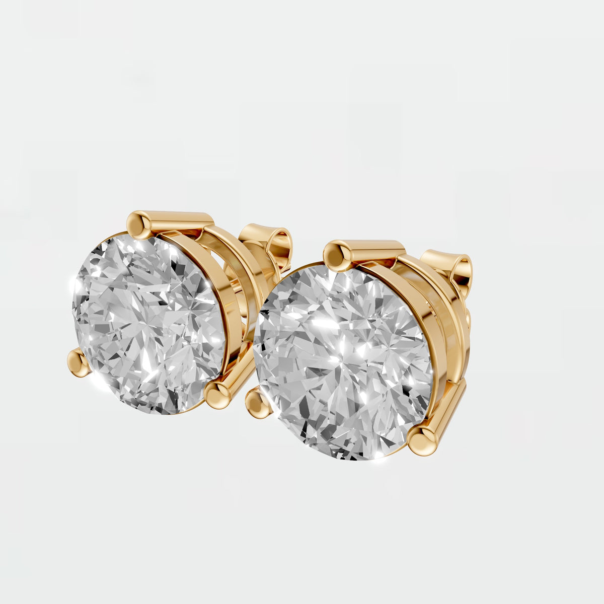 Aria Round Diamond Three Prong Stud Earrings