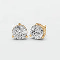 Aria Round Diamond Three Prong Stud Earrings