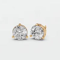 Aria Round Diamond Three Prong Stud Earrings
