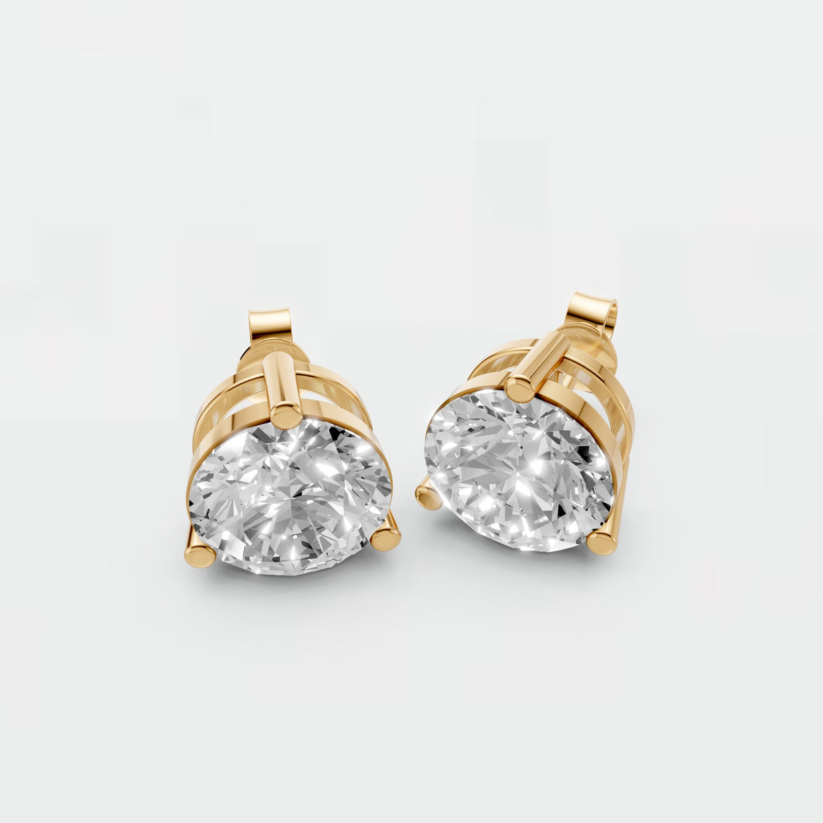 Aria Round Diamond Three Prong Stud Earrings