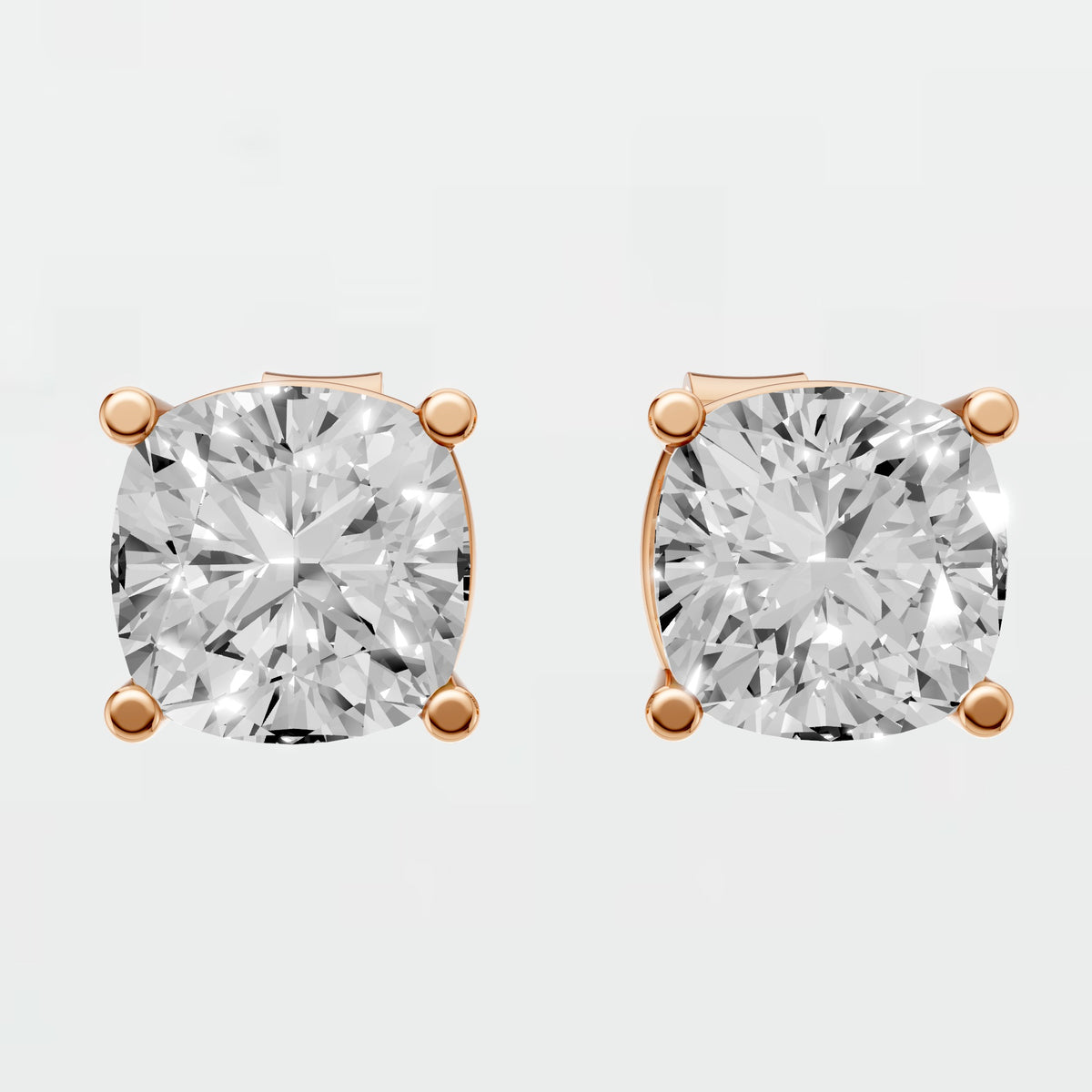 Celeste Cushion Diamond Stud Earrings Classic Prong Set