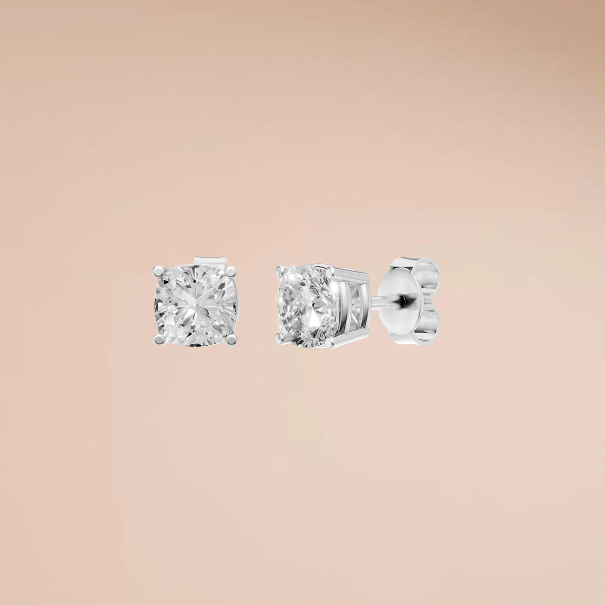 Celeste Cushion Diamond Stud Earrings Classic Prong Set