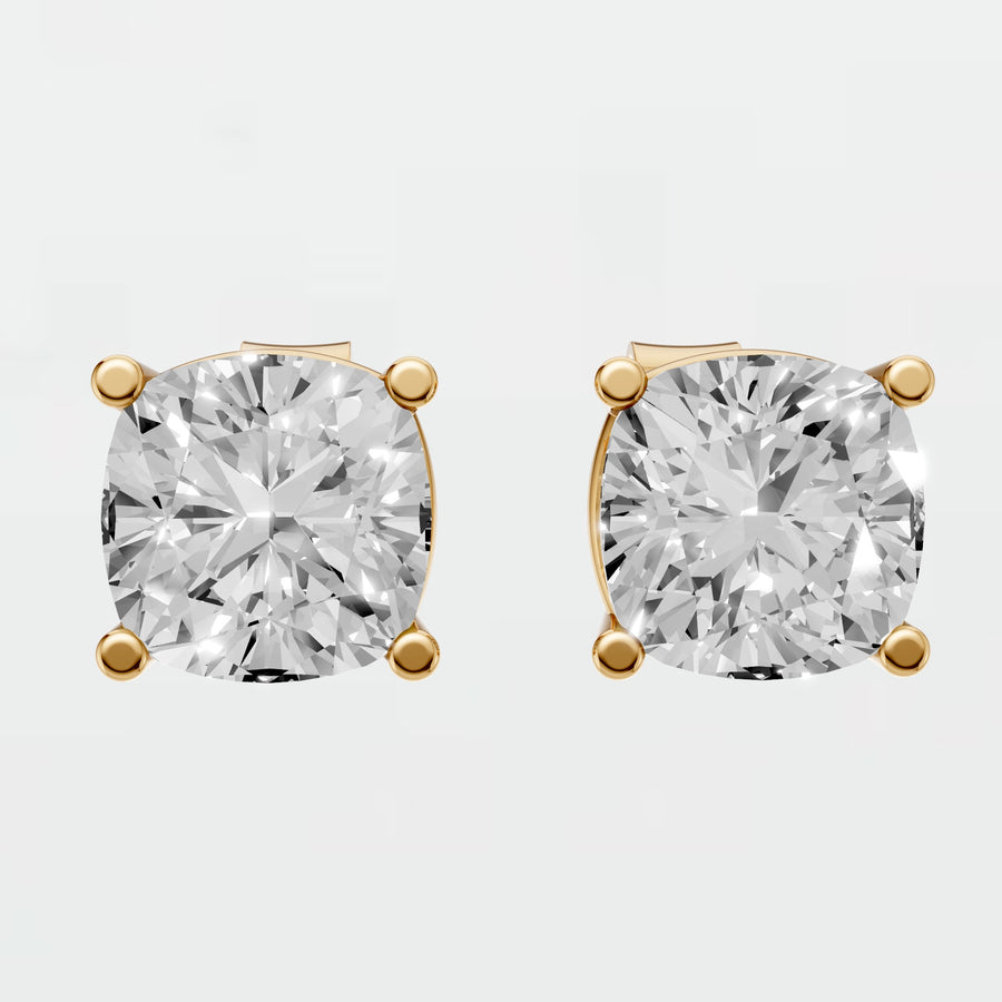 Celeste Cushion Diamond Stud Earrings Classic Prong Set