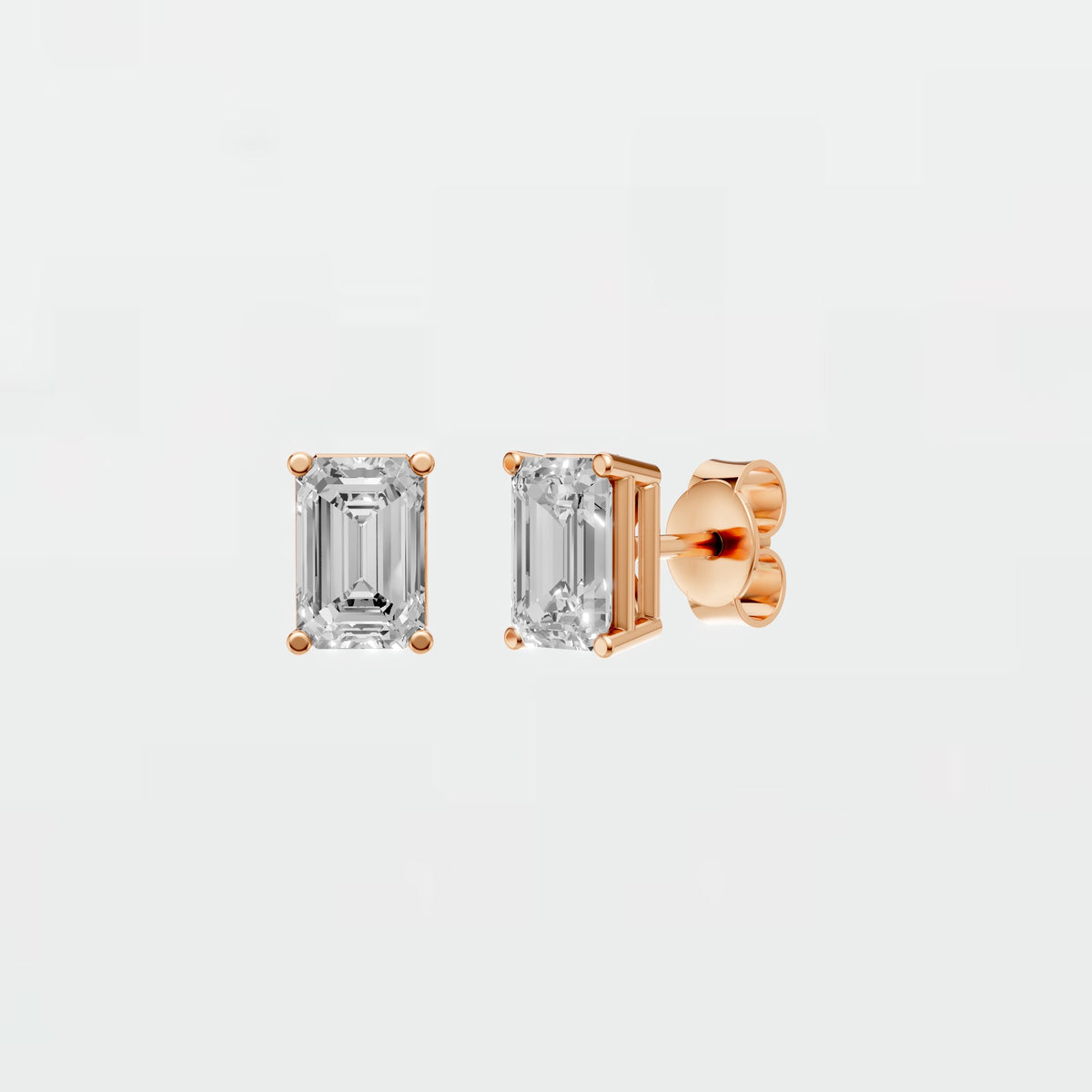 Celeste Emerald Cut Diamond Solitaire Stud Earrings