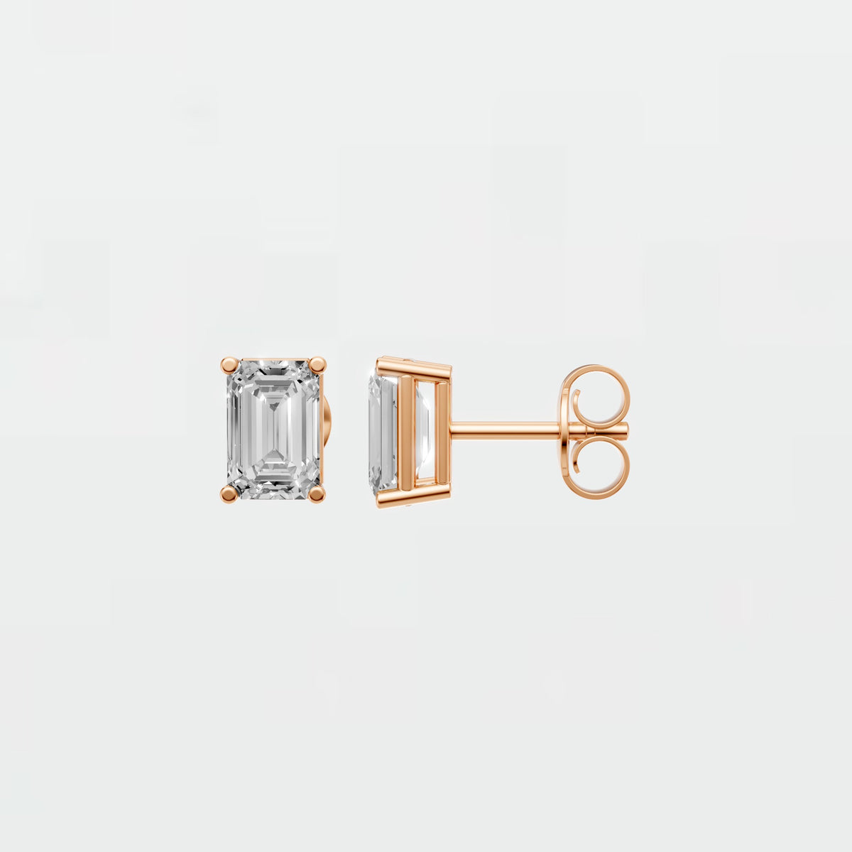 Celeste Emerald Cut Diamond Solitaire Stud Earrings