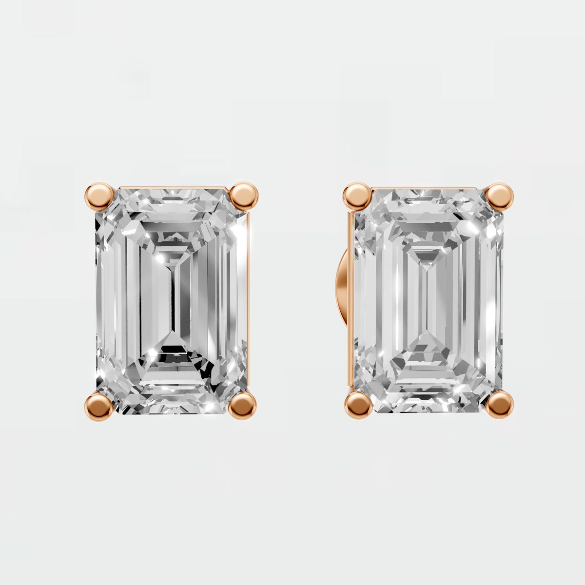 Celeste Emerald Cut Diamond Solitaire Stud Earrings