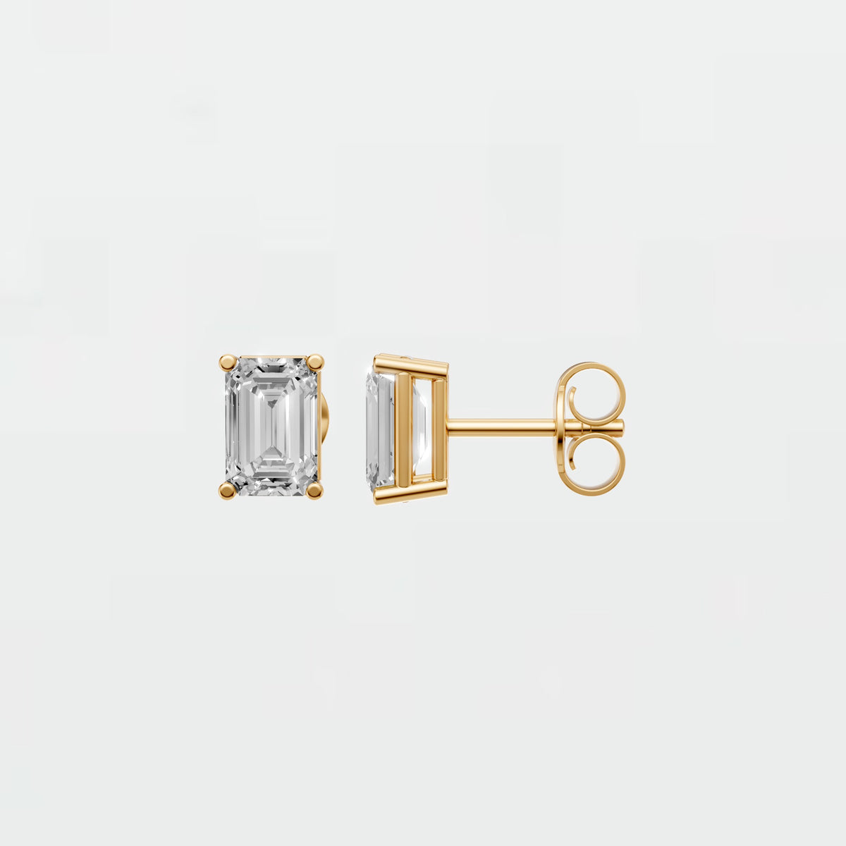 Celeste Emerald Cut Diamond Solitaire Stud Earrings