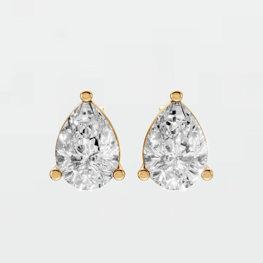 Pear Cut Diamond Stud Earrings with Modern Basket Setting
