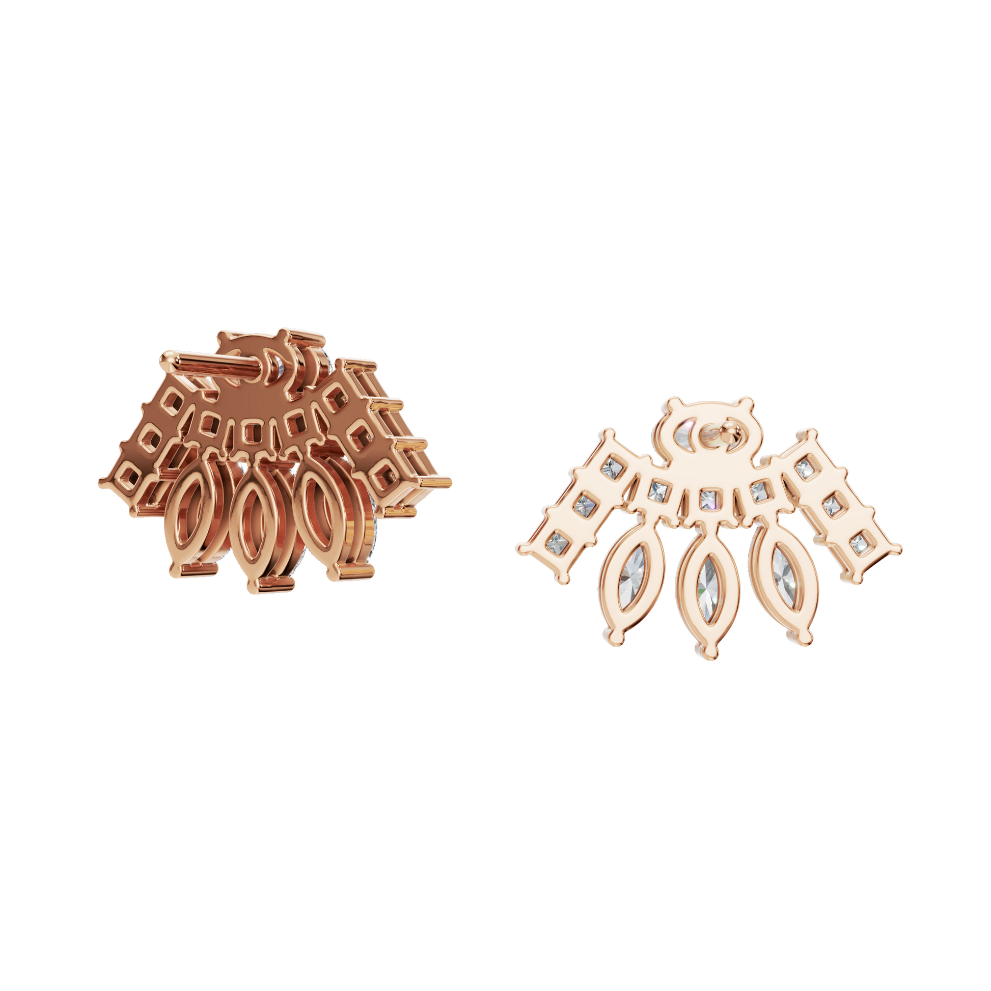 Gold Fancy-Cut Lab Grown Diamond Fan Earrings