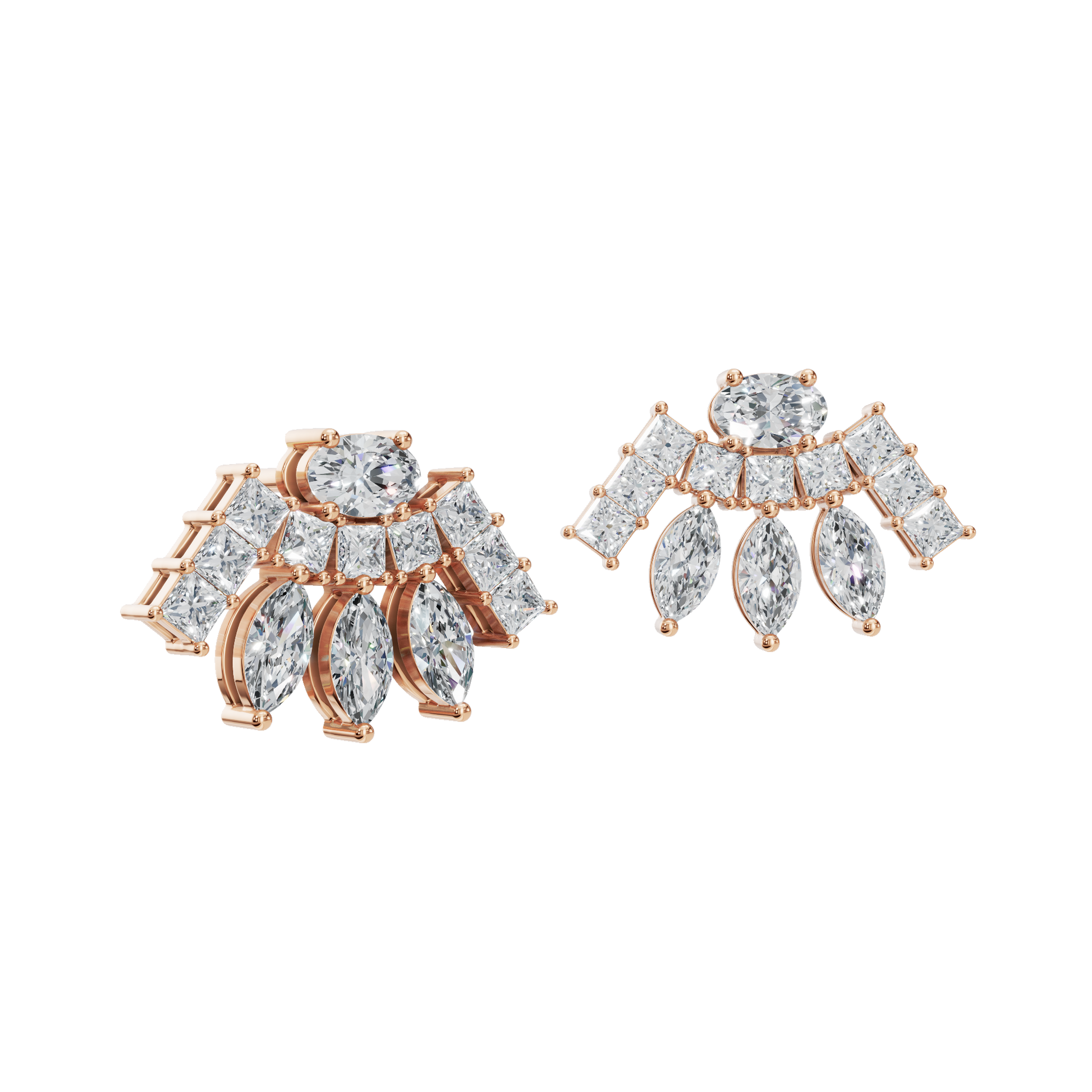 Gold Fancy-Cut Lab Grown Diamond Fan Earrings