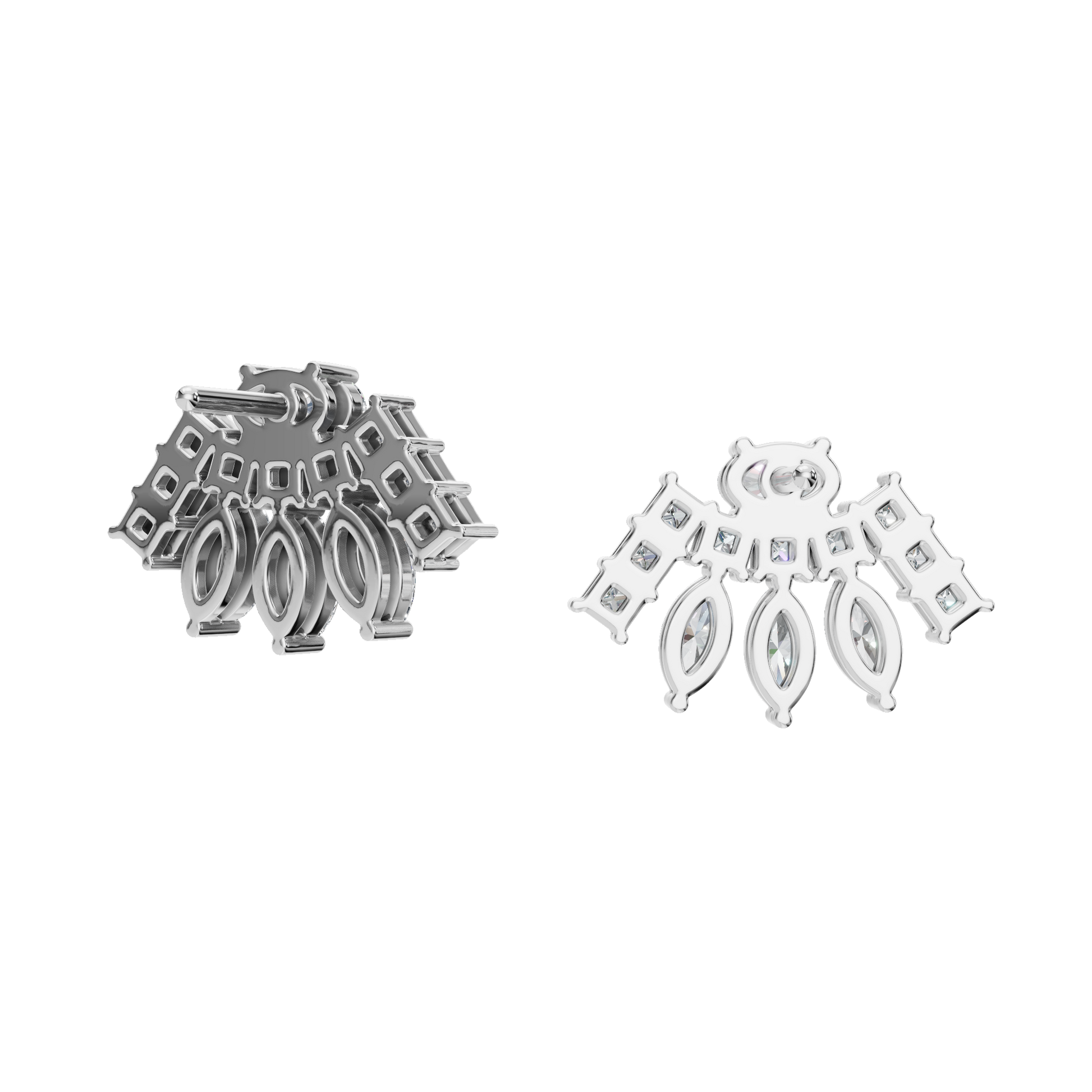 Gold Fancy-Cut Lab Grown Diamond Fan Earrings