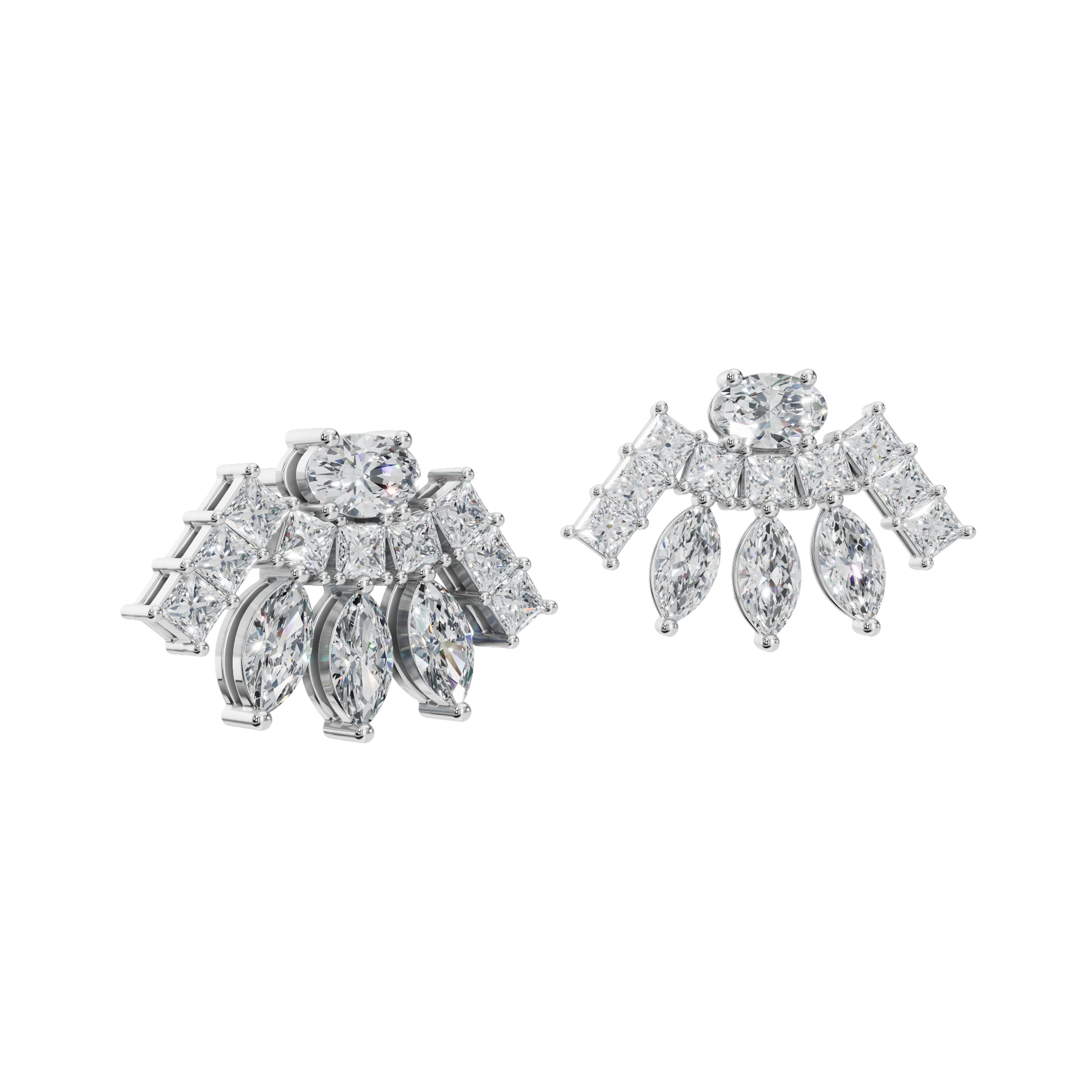 Gold Fancy-Cut Lab Grown Diamond Fan Earrings