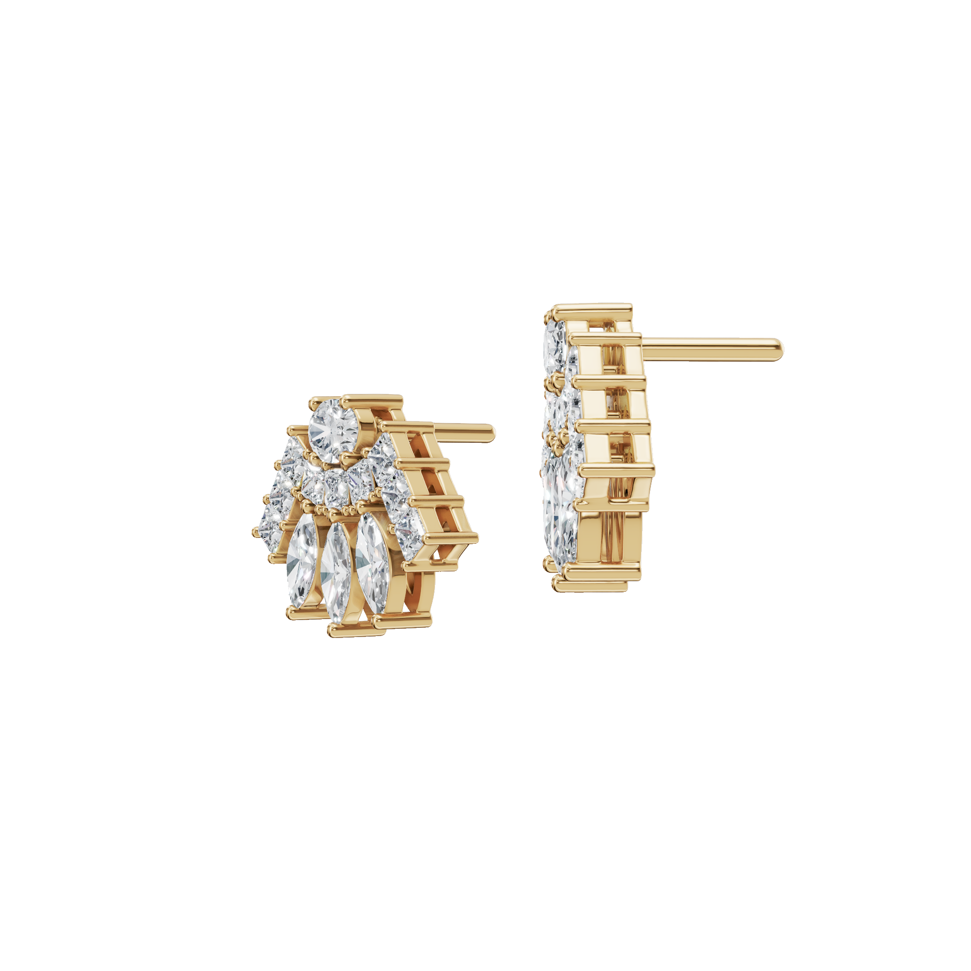 Gold Fancy-Cut Lab Grown Diamond Fan Earrings