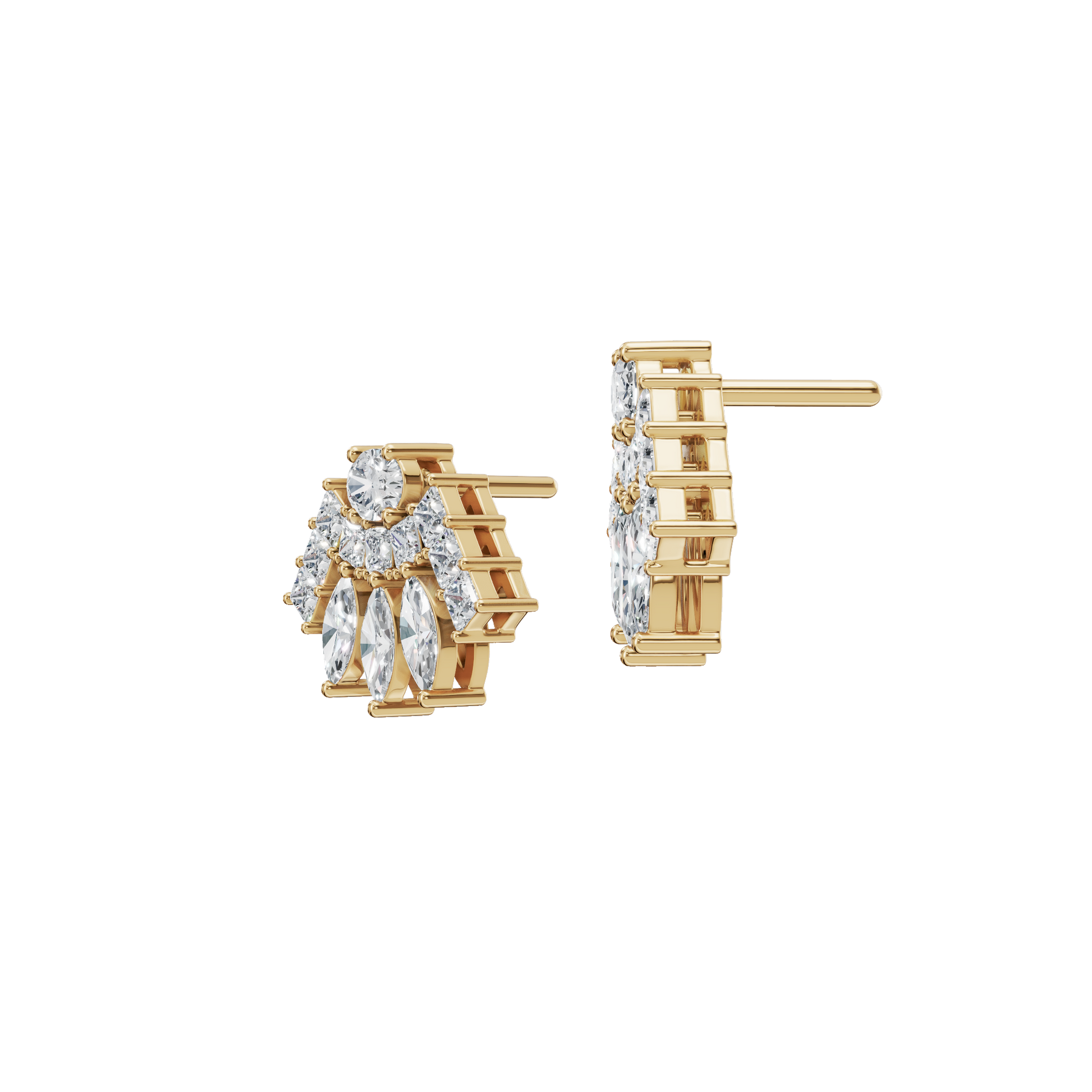 Gold Fancy-Cut Lab Grown Diamond Fan Earrings