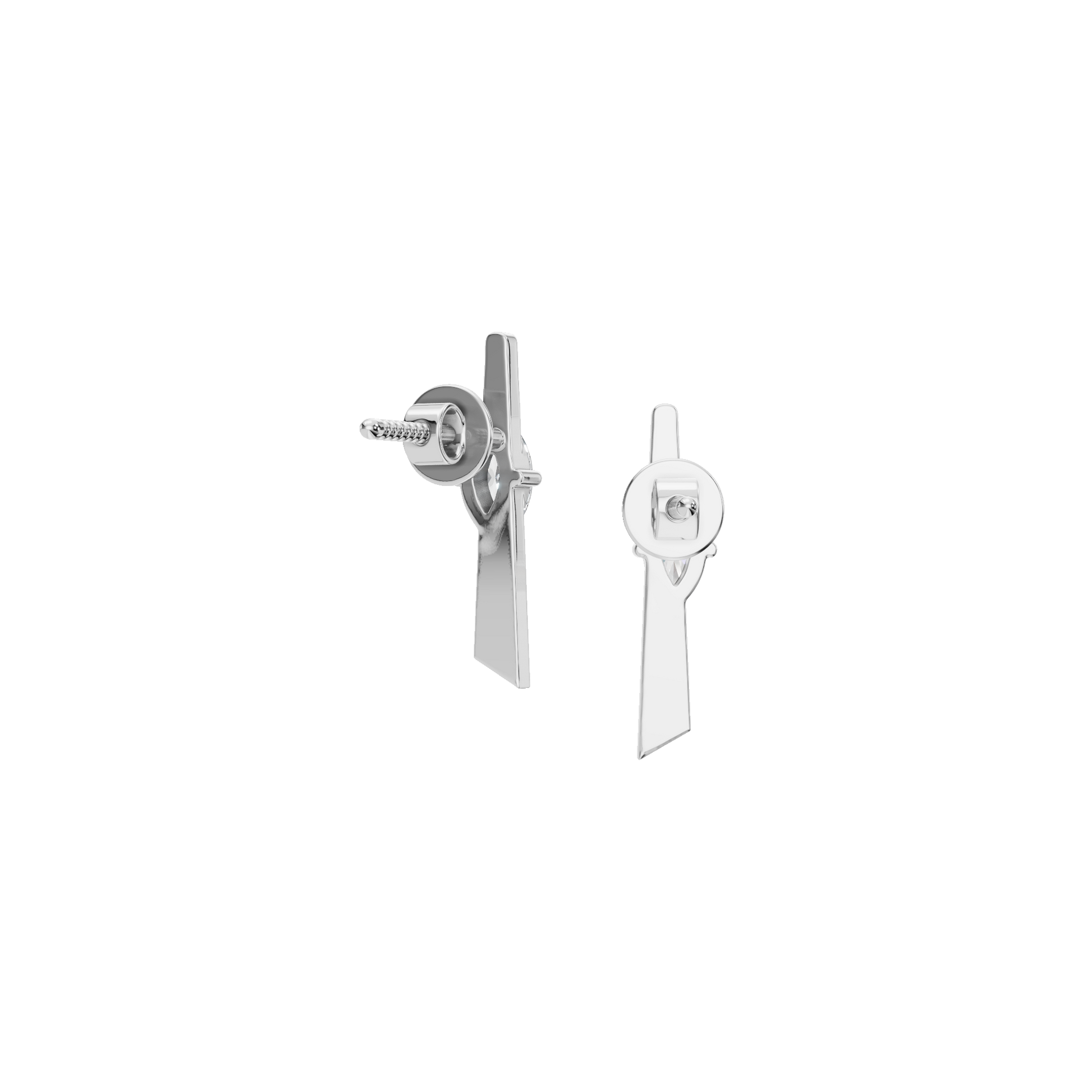 Ethereal Axis Emerald-Cut Diamond Bar Studs
