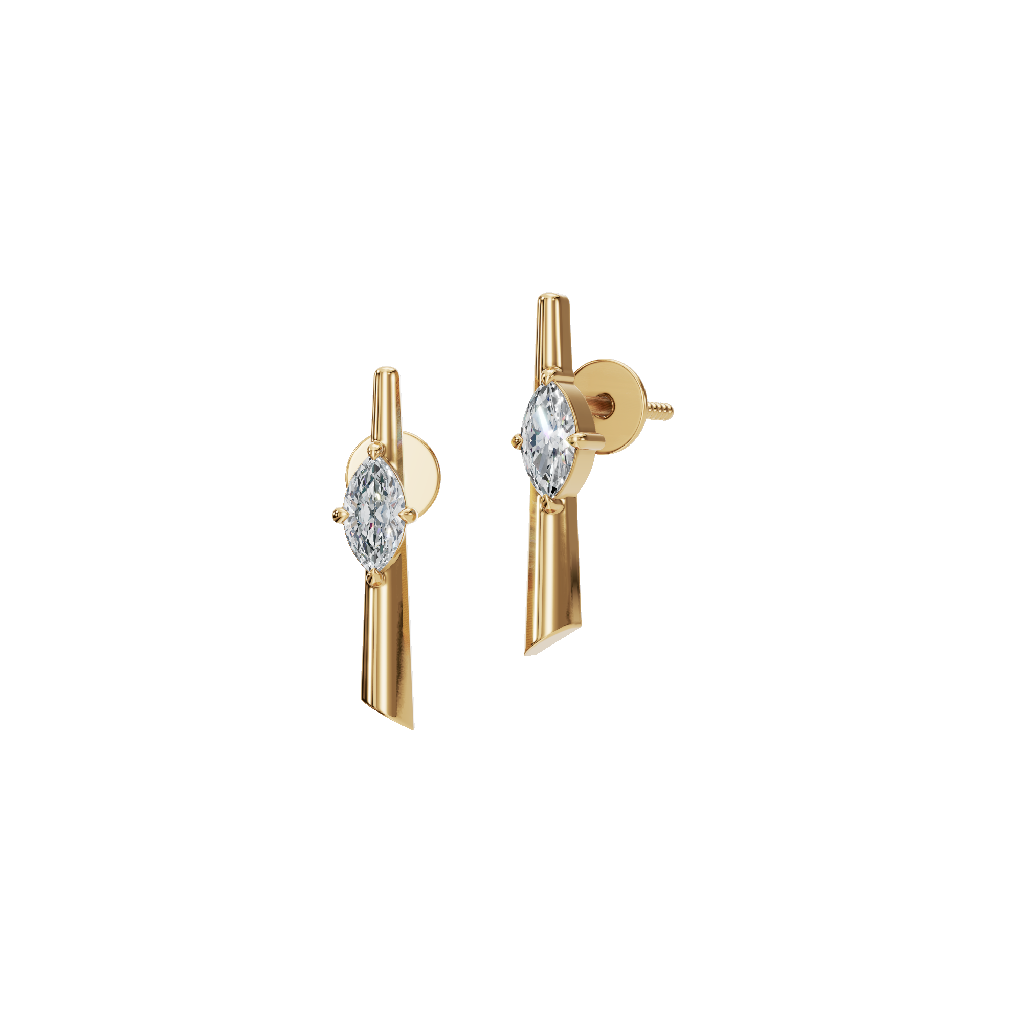Ethereal Axis Emerald-Cut Diamond Bar Studs