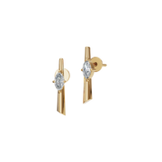 Minimalist Marquise Cut Diamond Bezel Set Bar Stud Earrings
