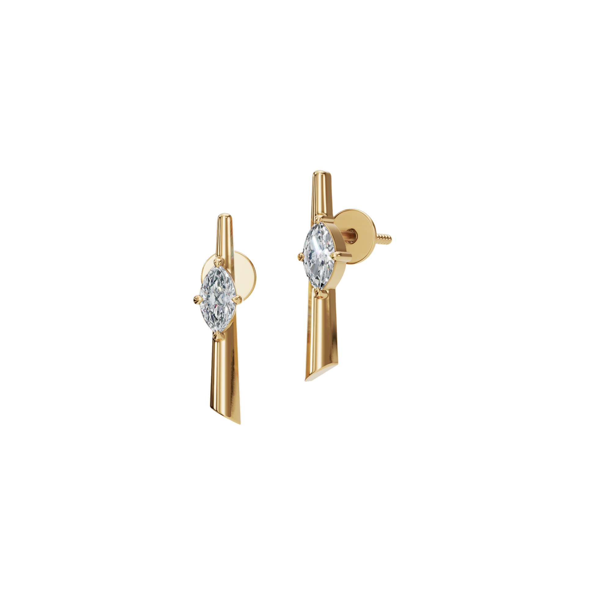 Ethereal Axis Emerald-Cut Diamond Bar Studs