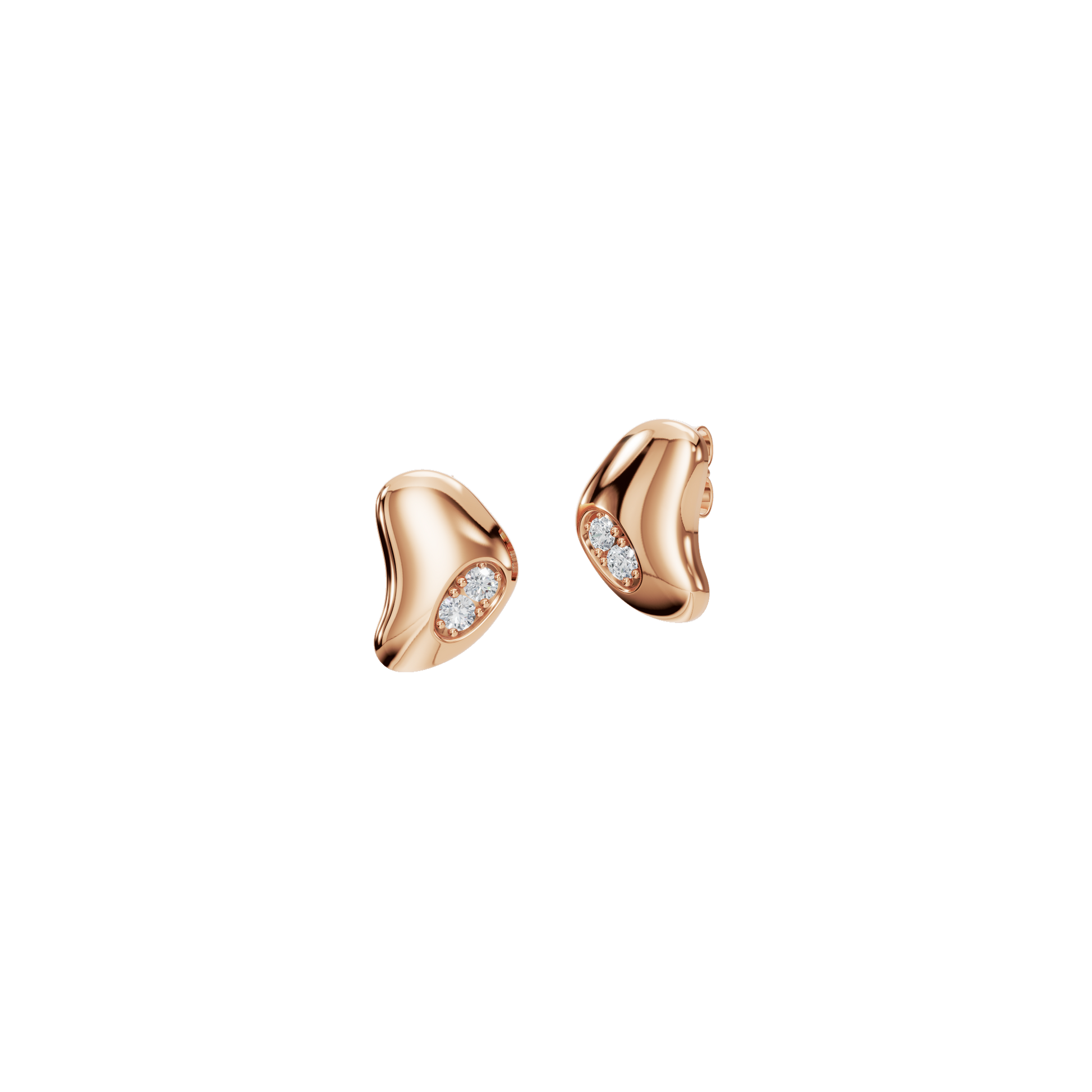 0.360 CTW Organic Gold Diamond Stud Earrings – Modern Fluid Design