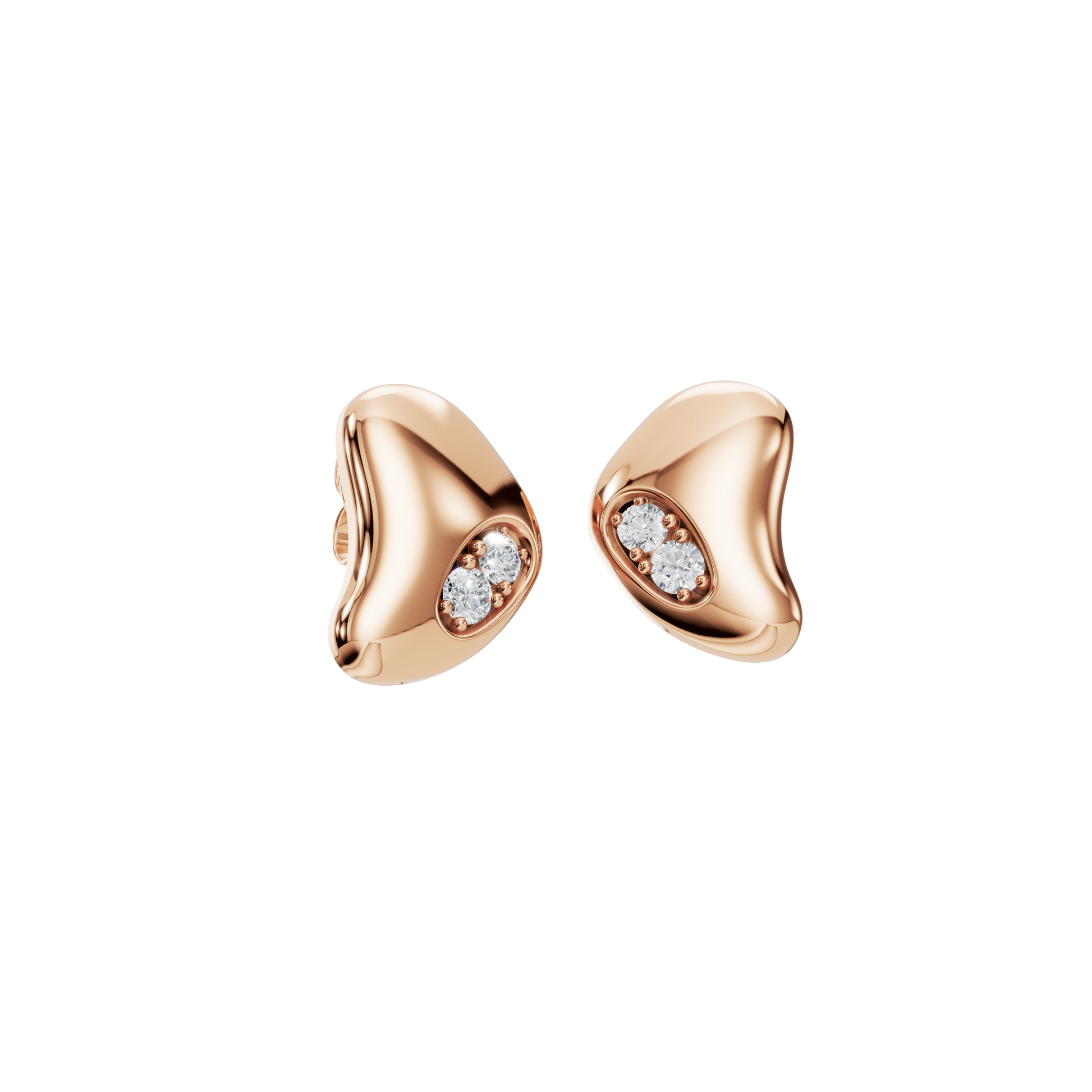 0.360 CTW Organic Gold Diamond Stud Earrings – Modern Fluid Design