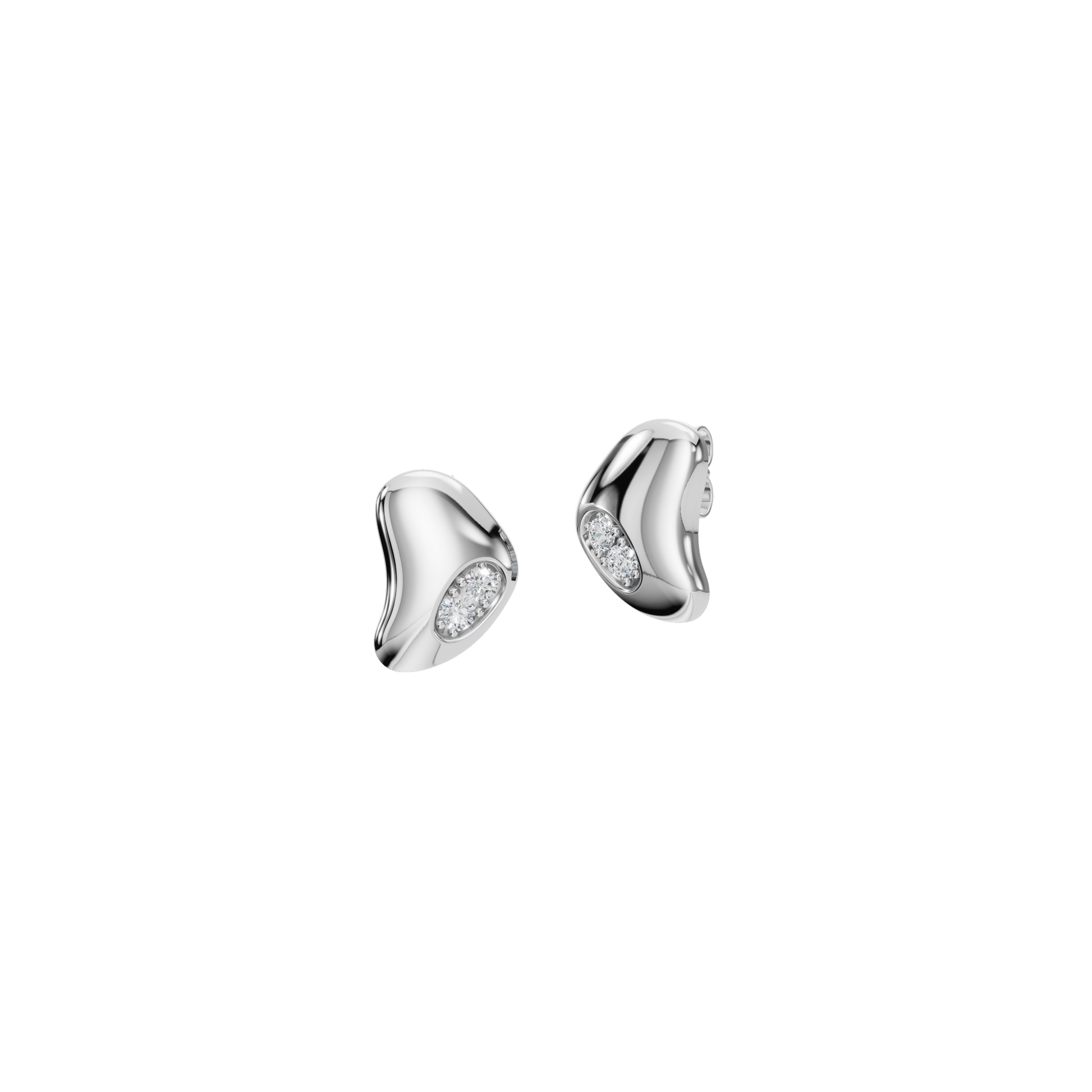 0.360 CTW Organic Gold Diamond Stud Earrings – Modern Fluid Design