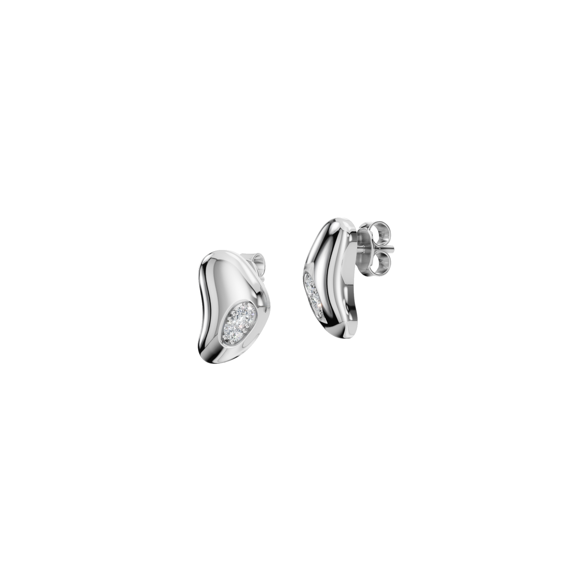 0.360 CTW Organic Gold Diamond Stud Earrings – Modern Fluid Design