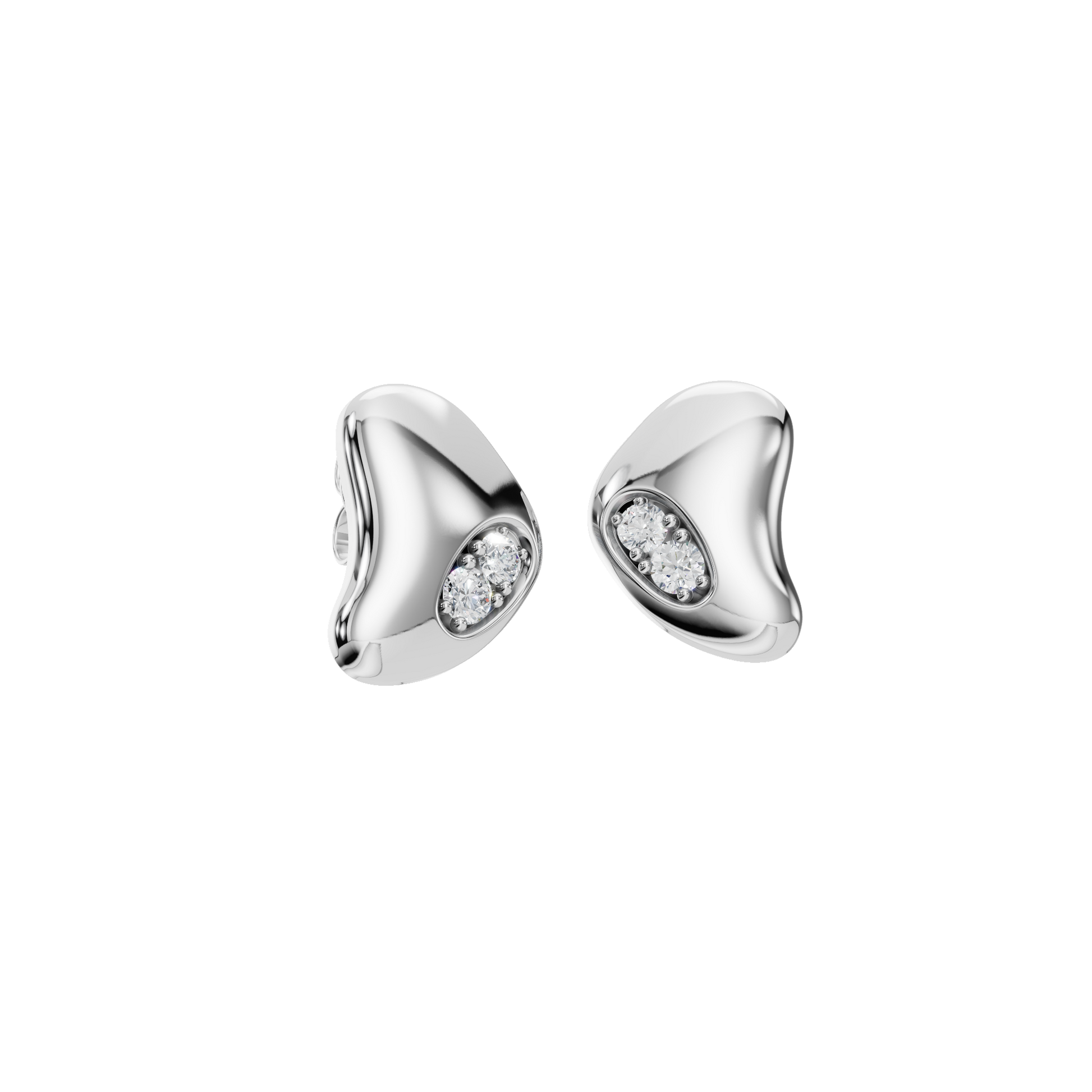 0.360 CTW Organic Gold Diamond Stud Earrings – Modern Fluid Design