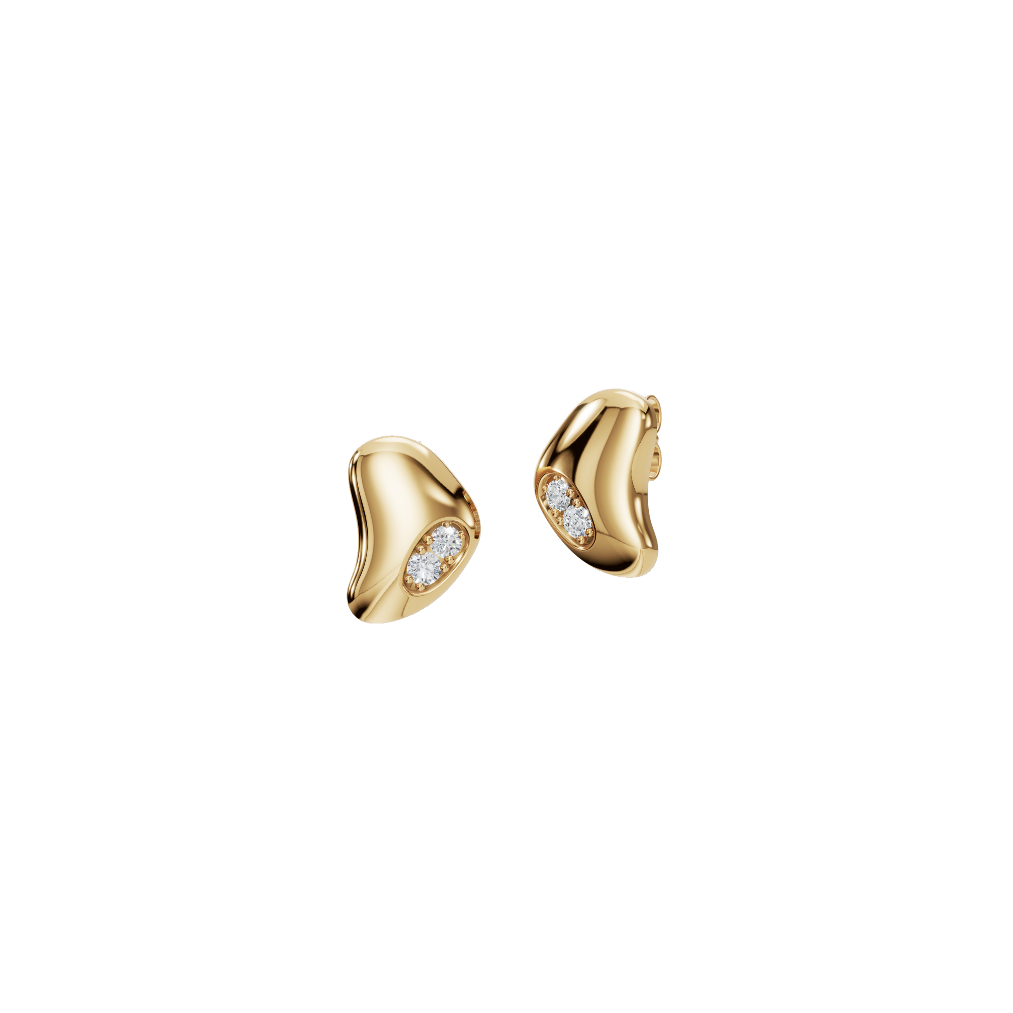 0.360 CTW Organic Gold Diamond Stud Earrings – Modern Fluid Design