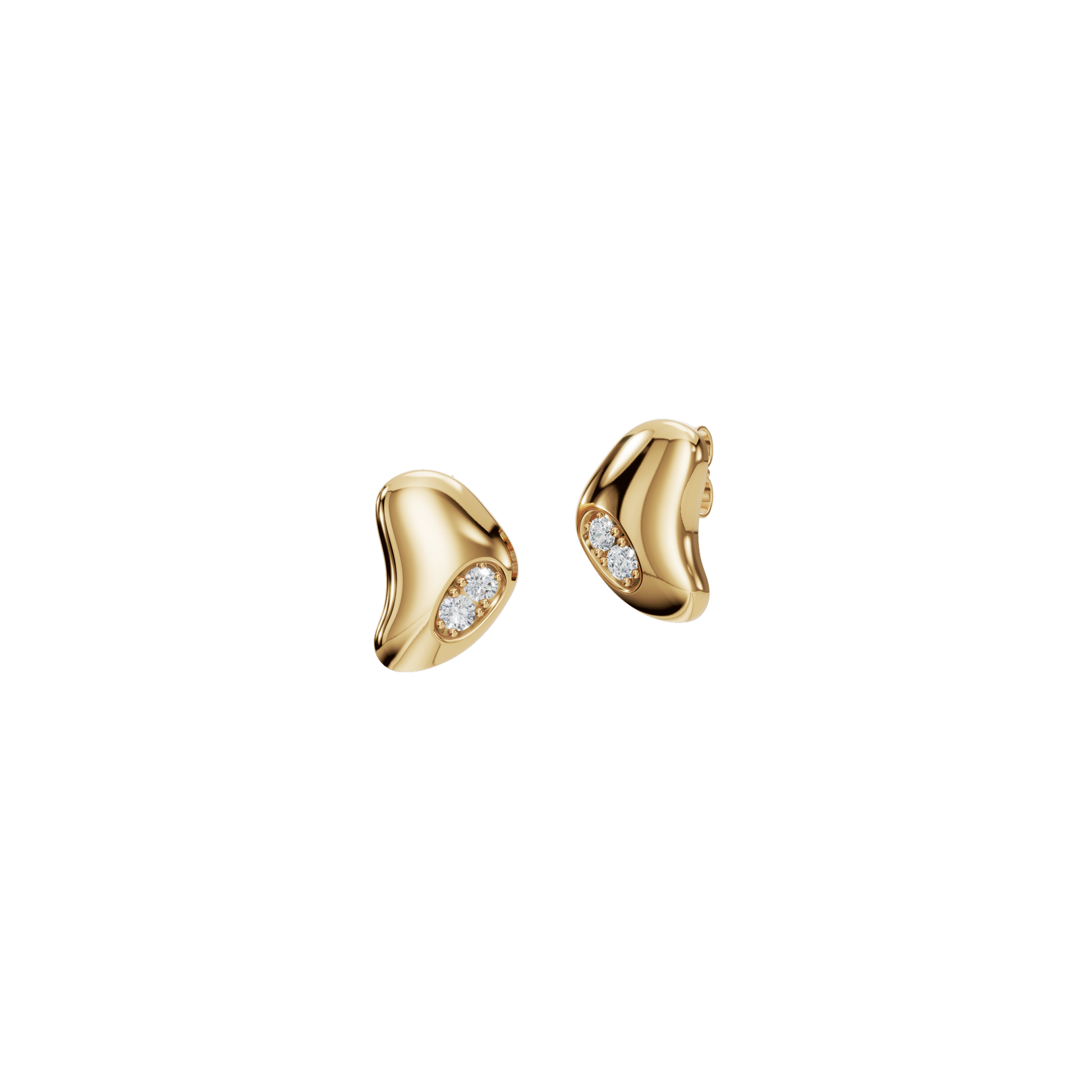 0.360 CTW Organic Gold Diamond Stud Earrings – Modern Fluid Design