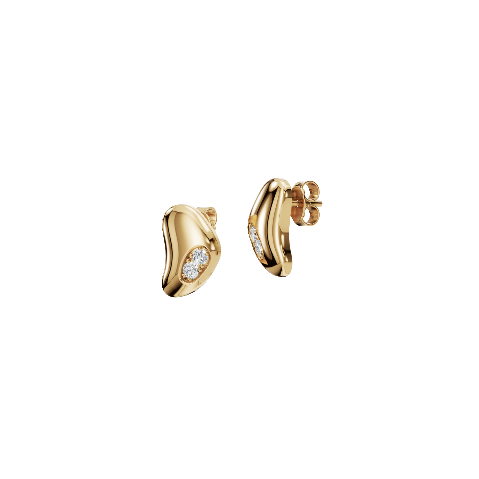 0.360 CTW Organic Gold Diamond Stud Earrings – Modern Fluid Design