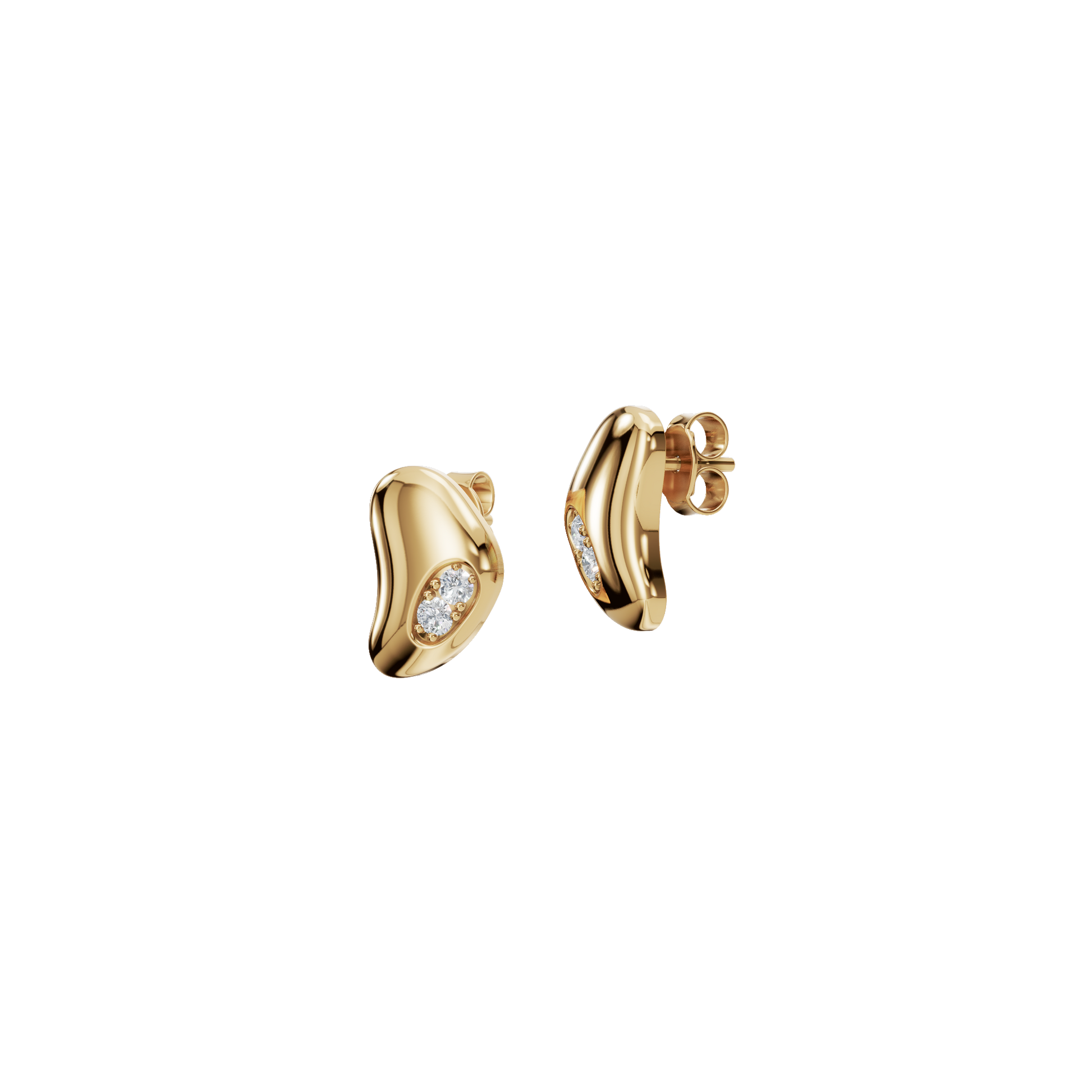 0.360 CTW Organic Gold Diamond Stud Earrings – Modern Fluid Design