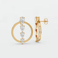 Elara Pear Diamond Circle Graduated Drop Earrings