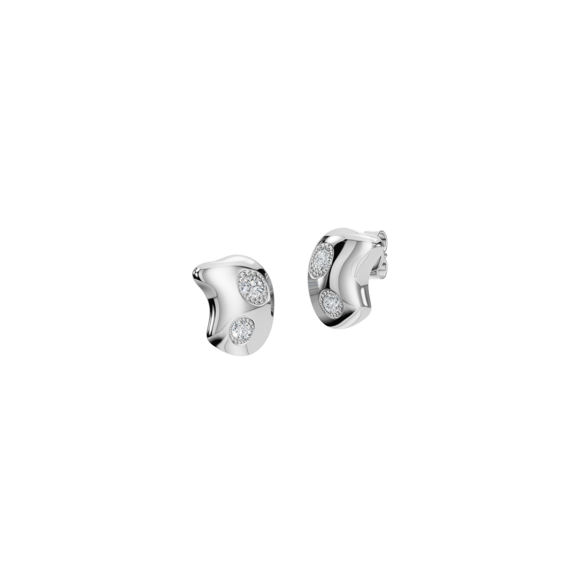 0.206 CTW Diamond Dome Stud Earrings in Gold – Round Cut Modern Design