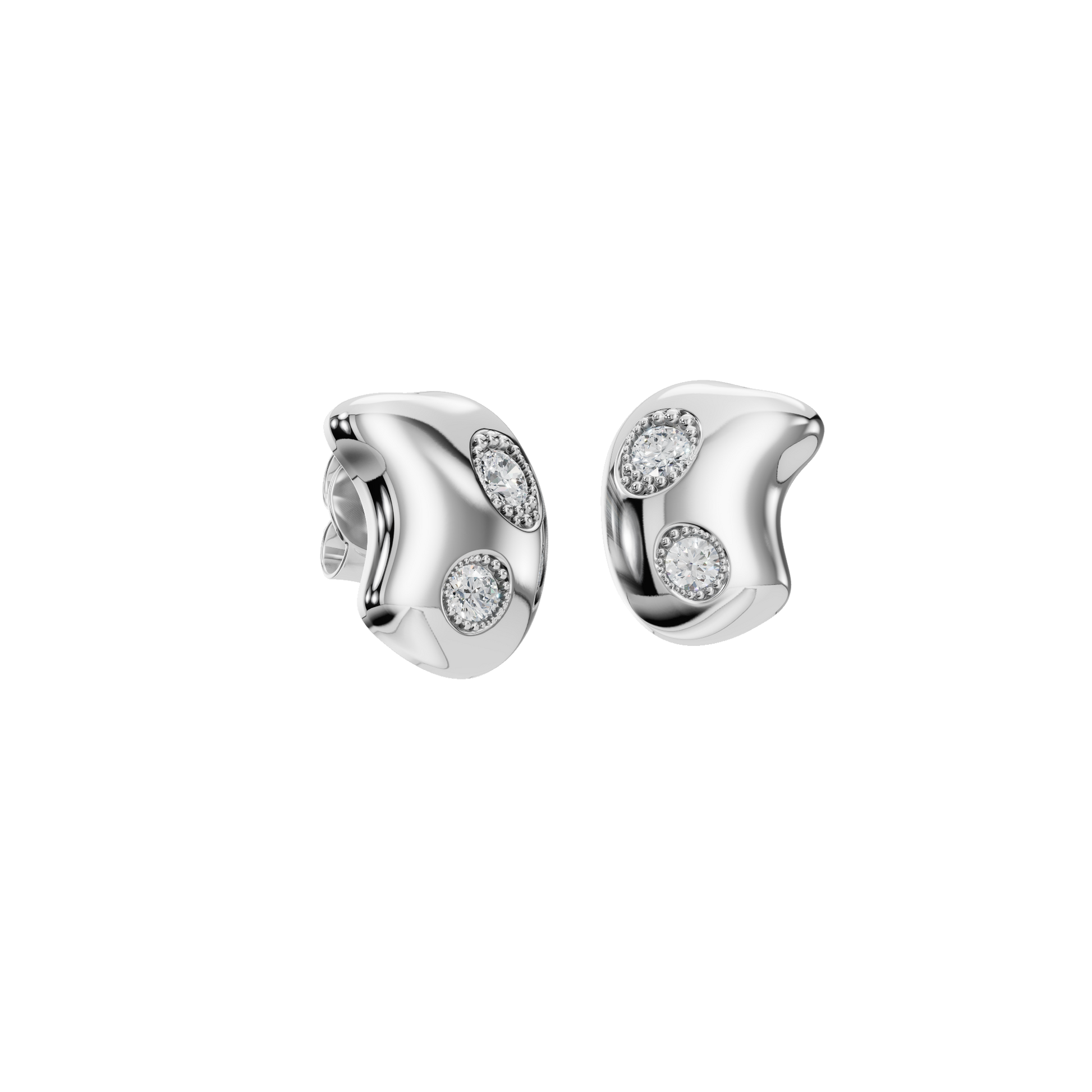 0.206 CTW Diamond Dome Stud Earrings in Gold – Round Cut Modern Design