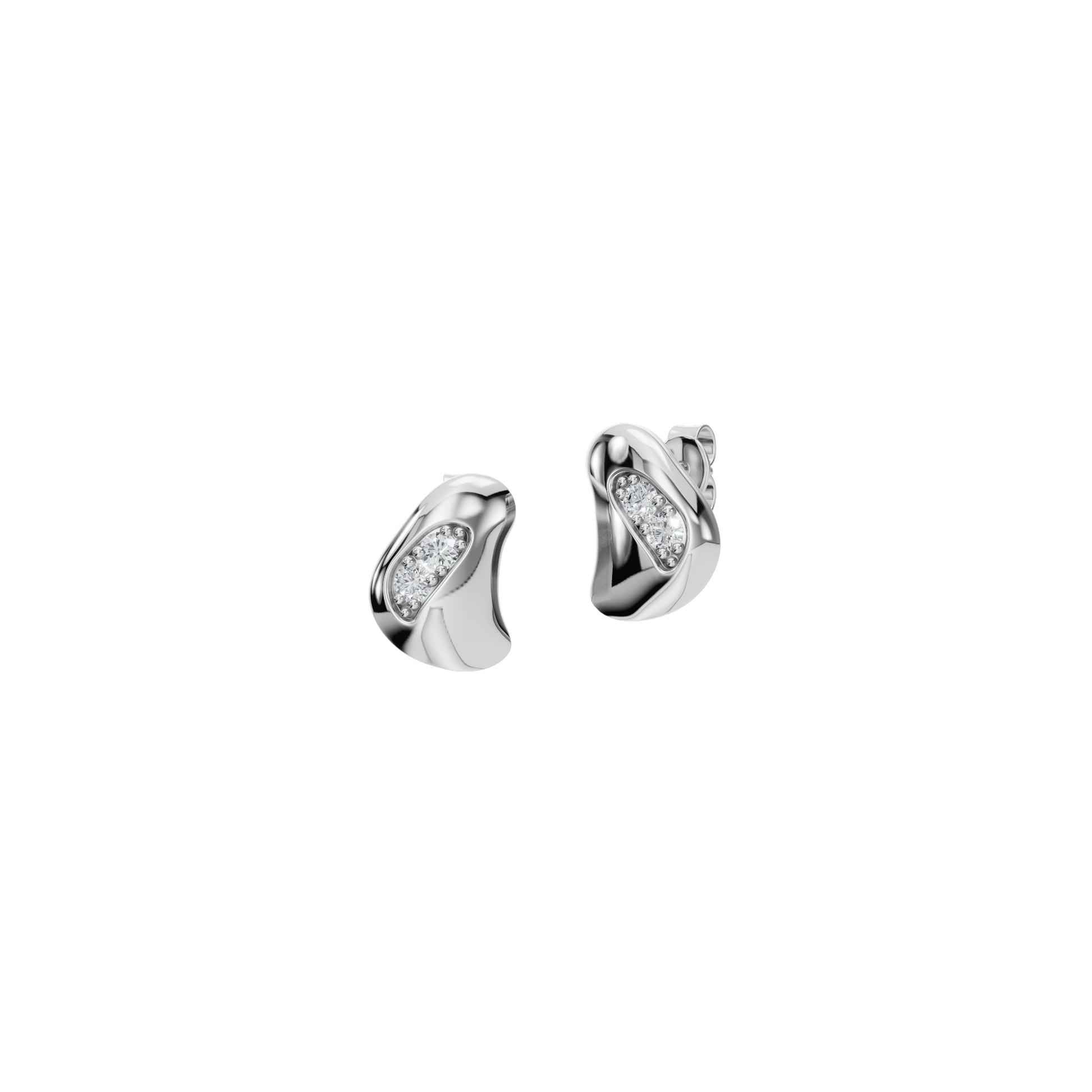 0.18 CTW Round Diamond Organic Wave Stud Earrings