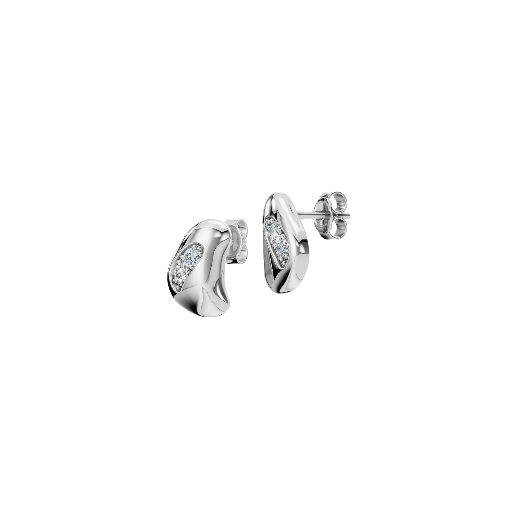 0.18 CTW Round Diamond Organic Wave Stud Earrings