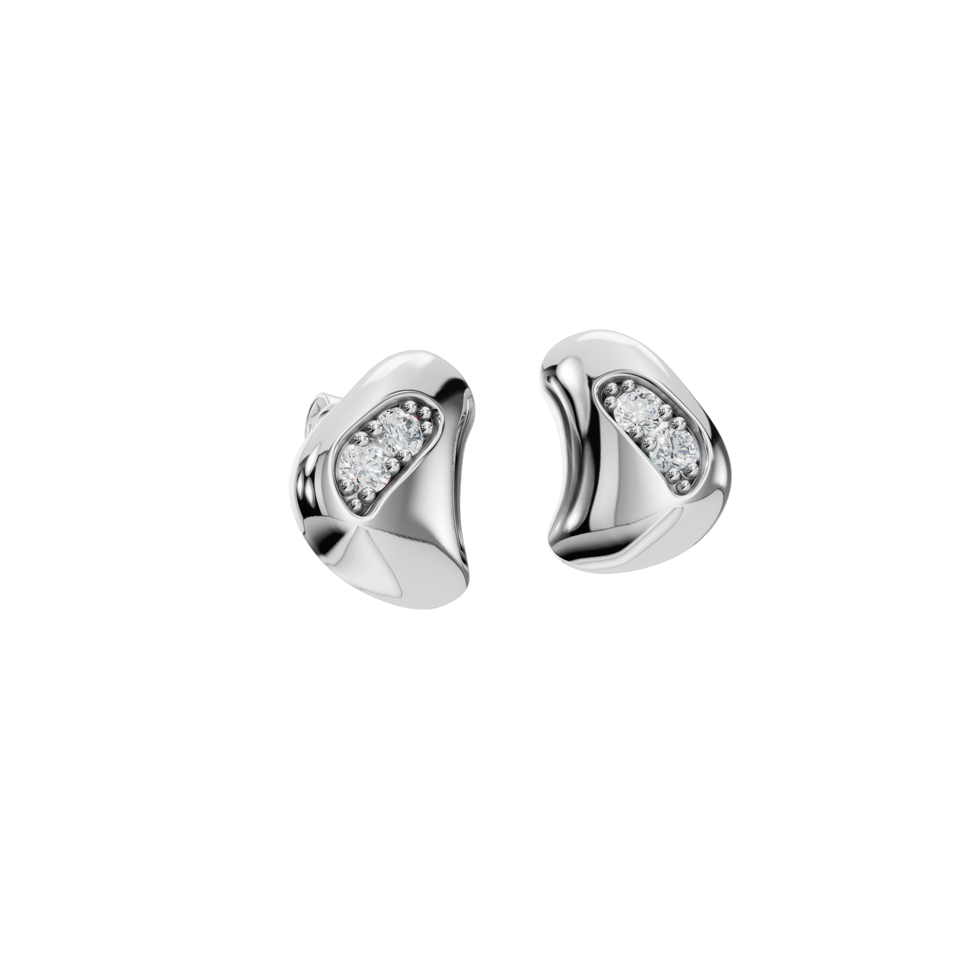0.18 CTW Round Diamond Organic Wave Stud Earrings