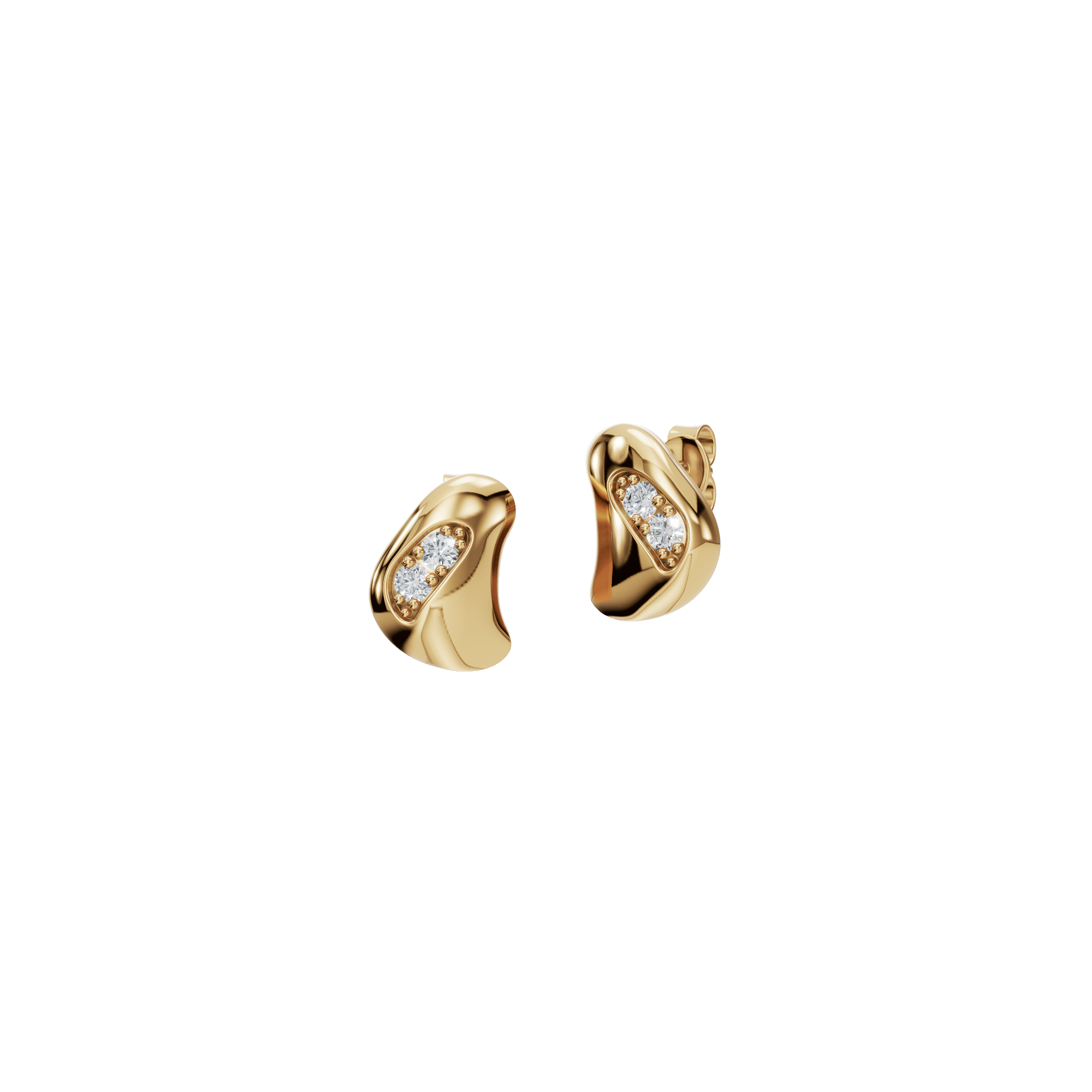 0.18 CTW Round Diamond Organic Wave Stud Earrings