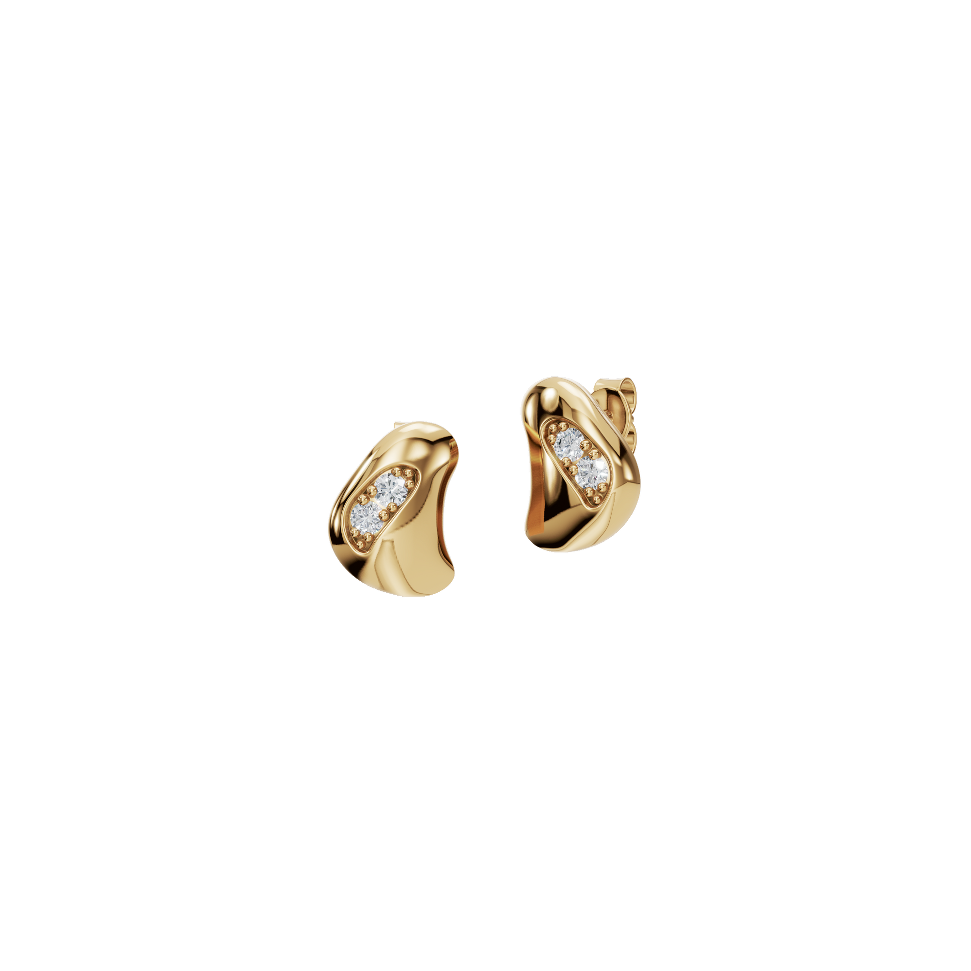 0.18 CTW Round Diamond Organic Wave Stud Earrings